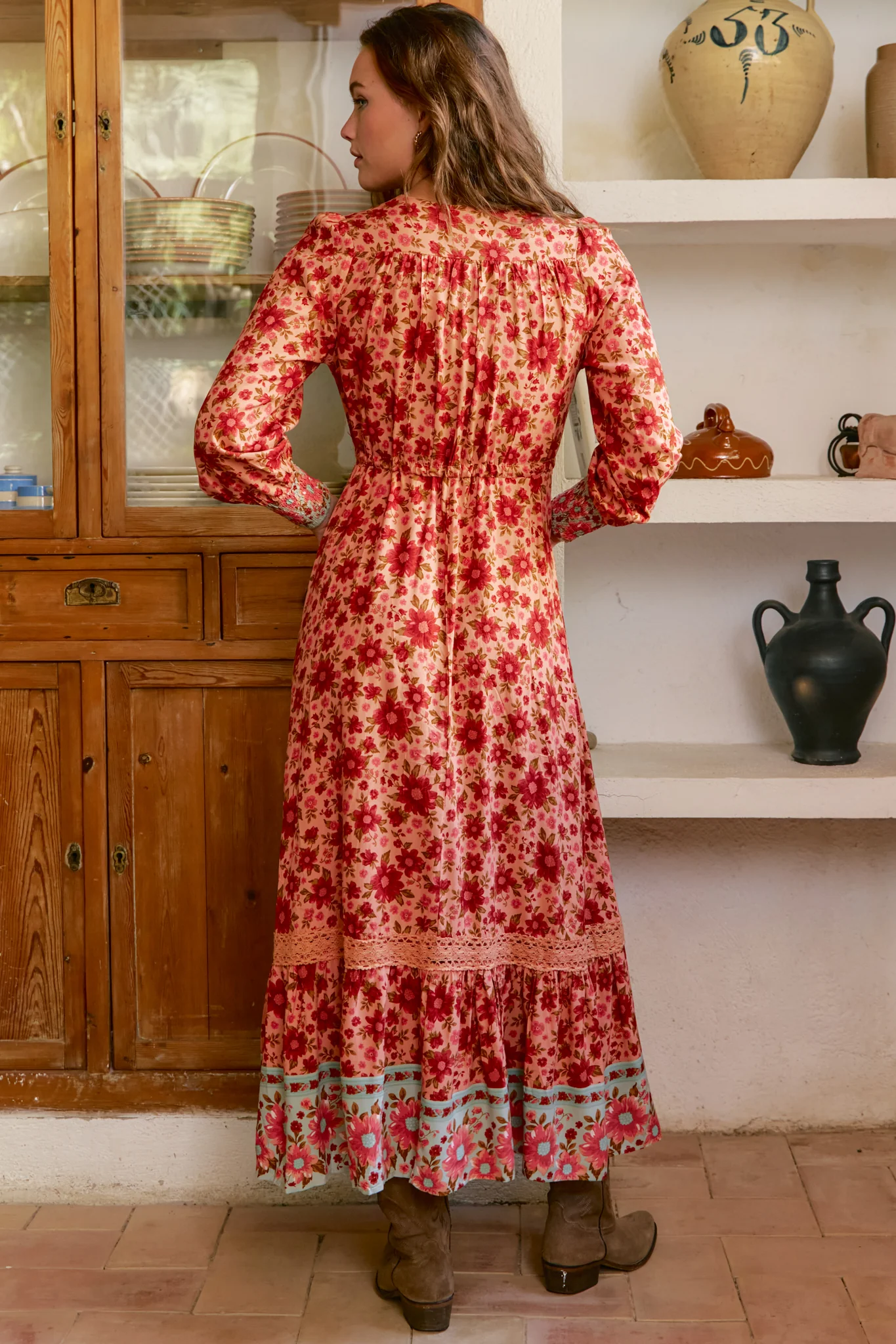 JAASE - Arlo Maxi Dress: V-Neck Pull Tie Waist Maxi With Pockets in Lillianna Print - Image 8