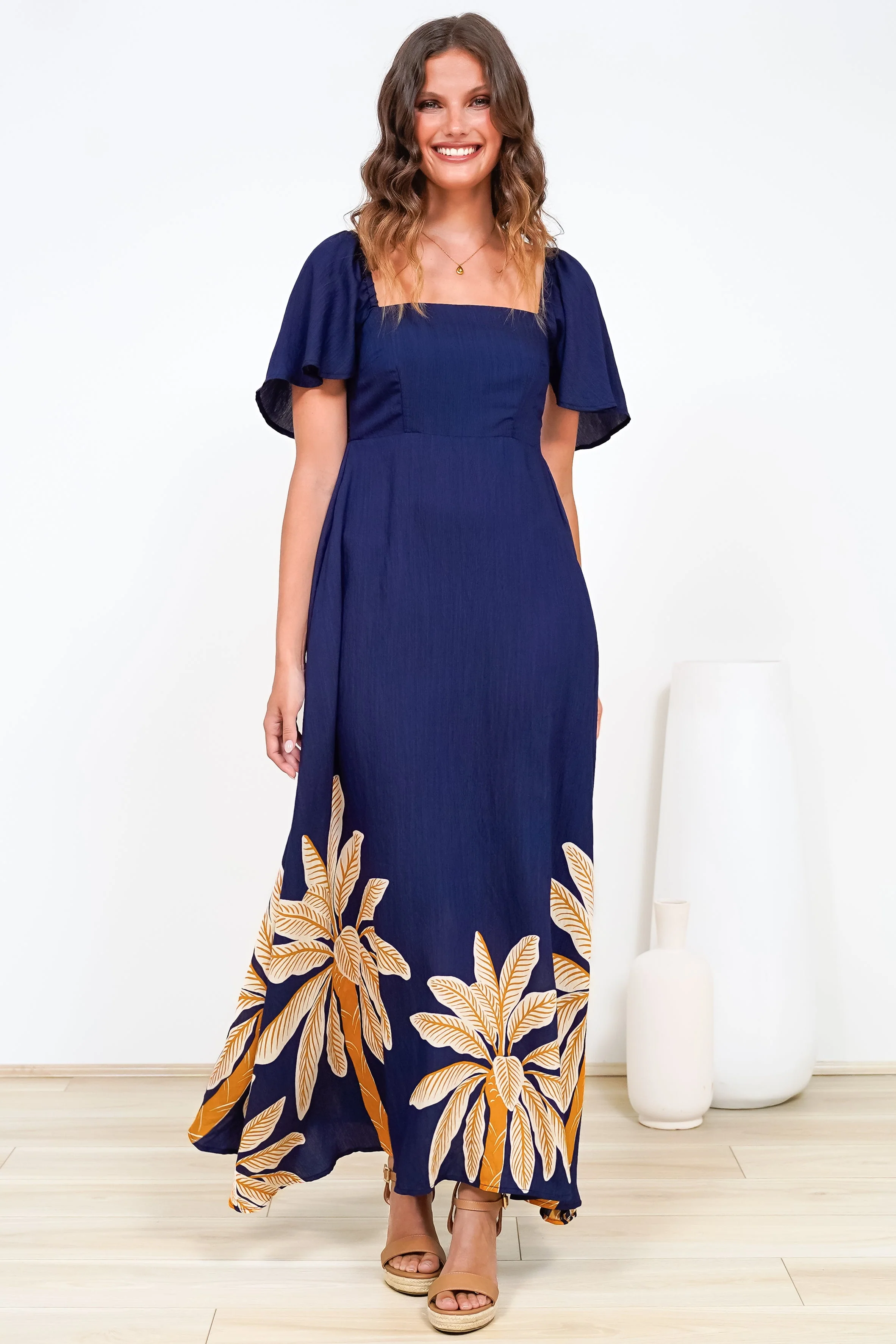 Ashby Maxi Dress - On or Off Shoulder A-Line Dress with Pockets in Raphael Print - Image 3