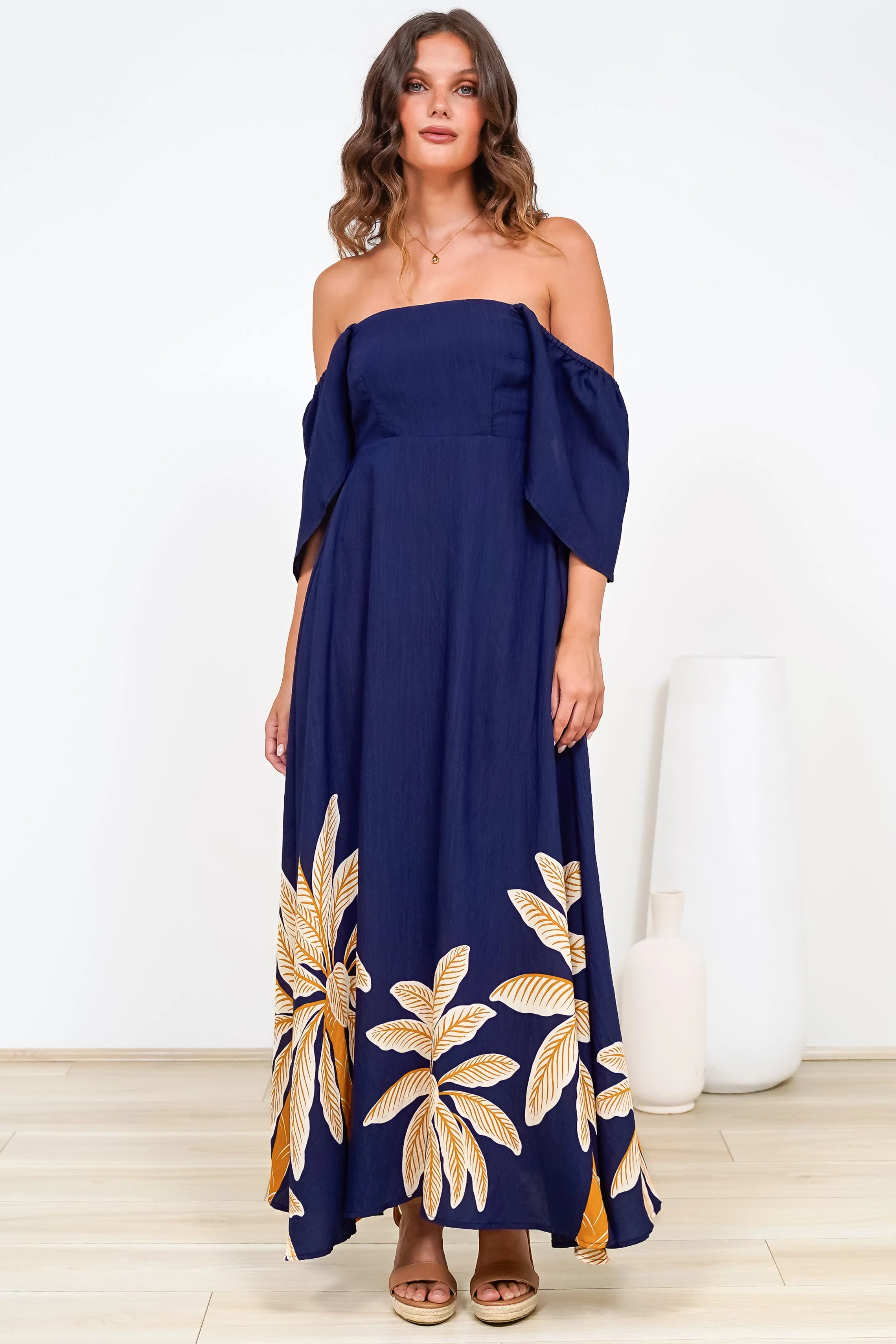 Ashby Maxi Dress - On or Off Shoulder A-Line Dress with Pockets in Raphael Print - Image 5