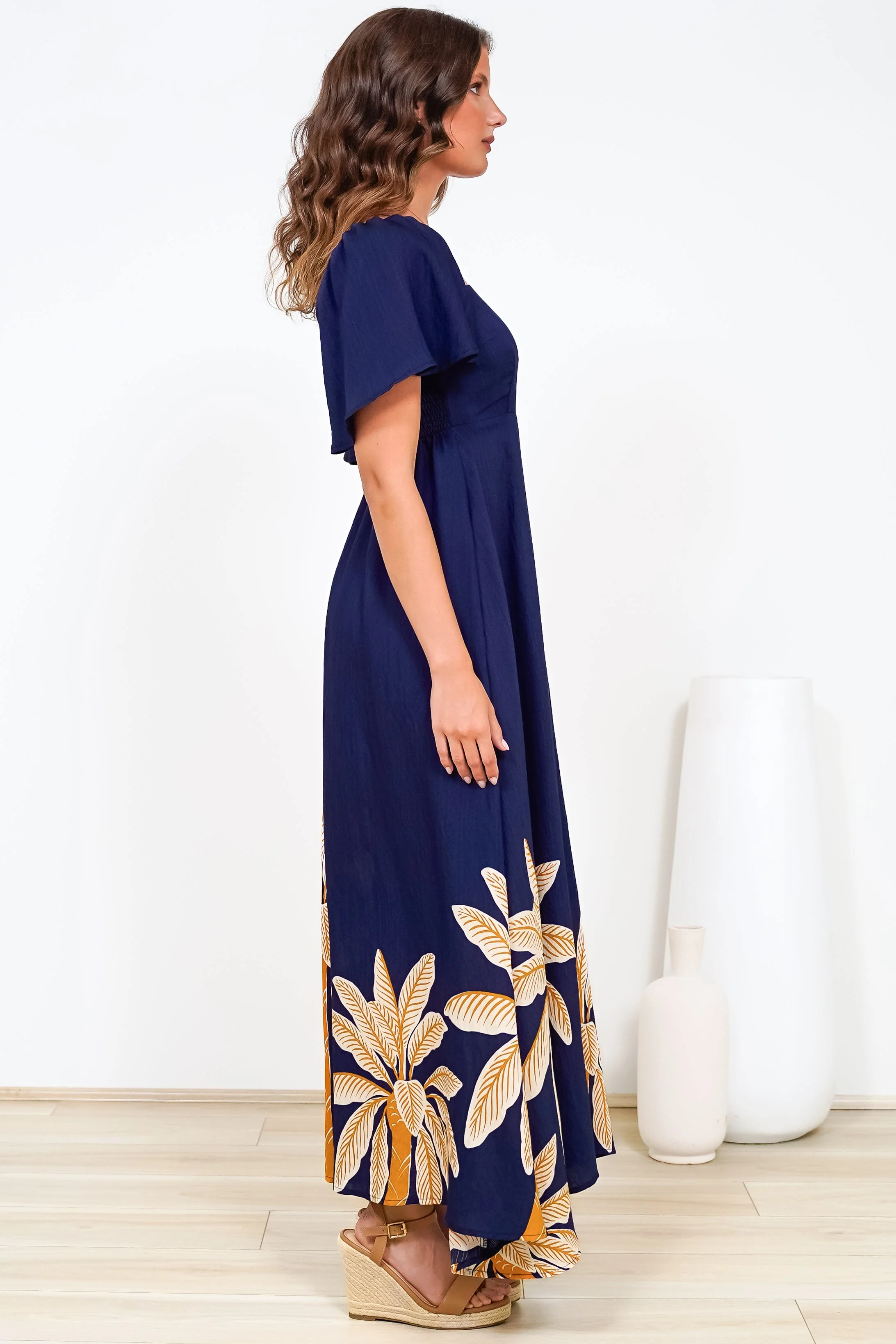 Ashby Maxi Dress - On or Off Shoulder A-Line Dress with Pockets in Raphael Print - Image 7