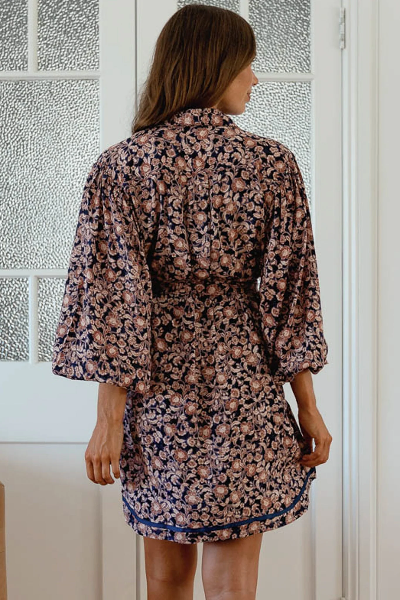 JAASE - Beverly Shirt Dress: Button Down Dress with Matching Belt in Midnight Meadow Print - Image 7