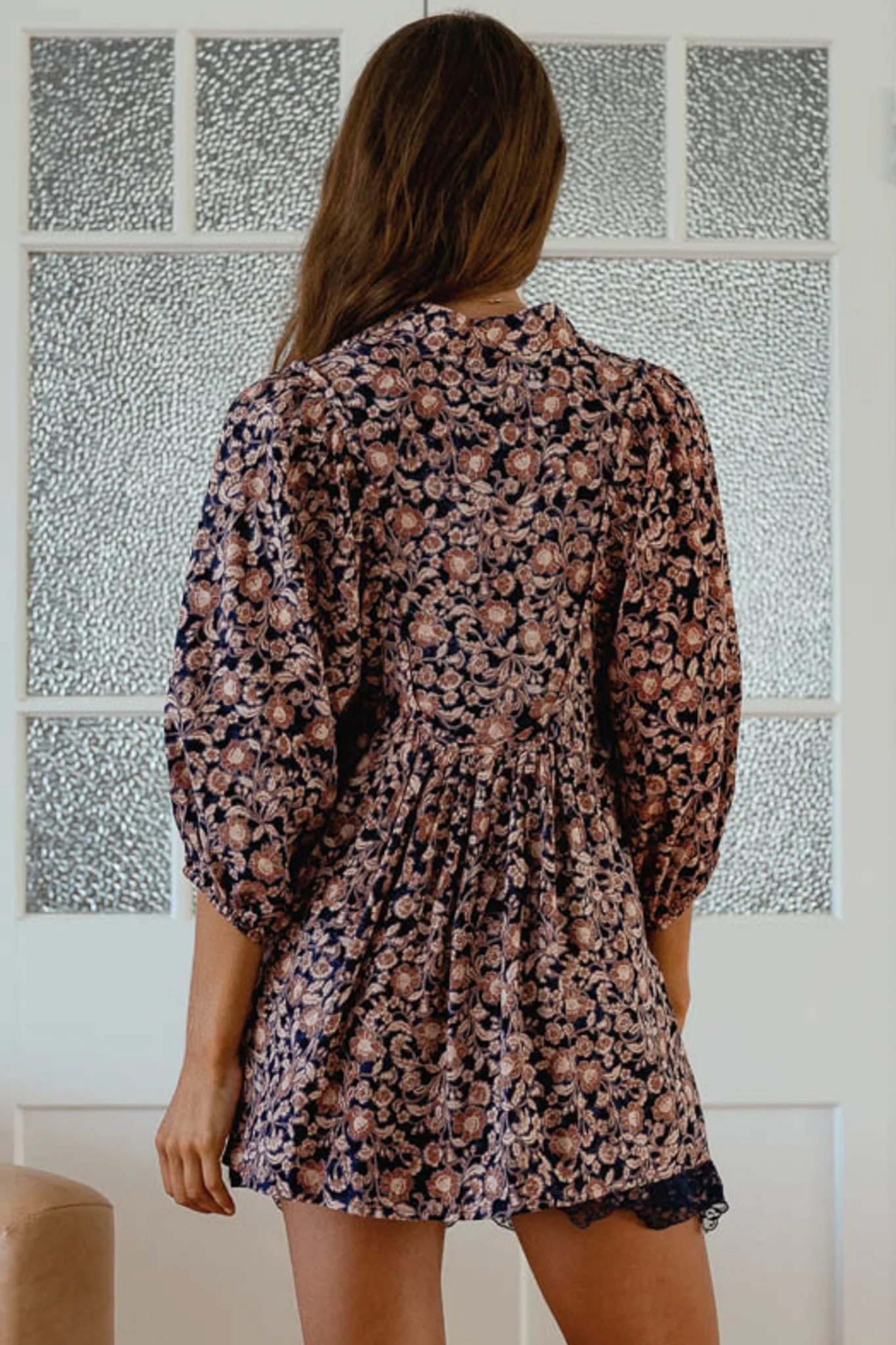 JAASE - Boheme Blouse: Thick Collar Smock Blouse in Midnight Meadow Print - Image 5