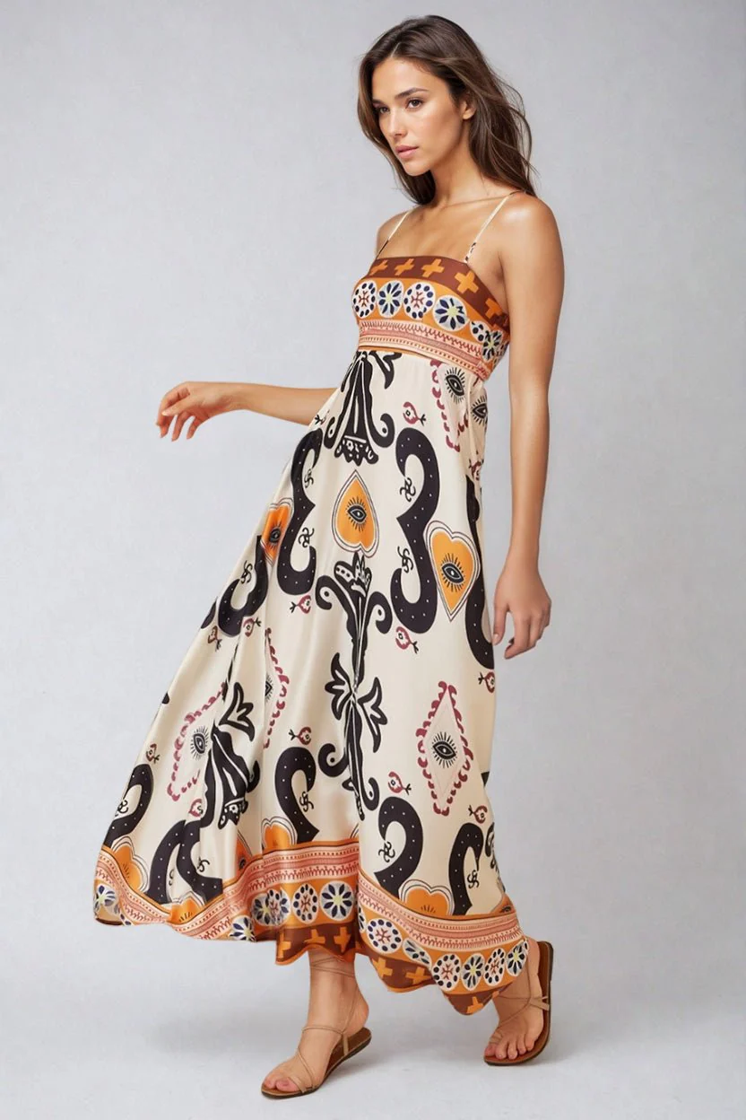 Bonita Maxi Dress - Spaghetti Strap Sun Dress in Belrae Print - Image 10