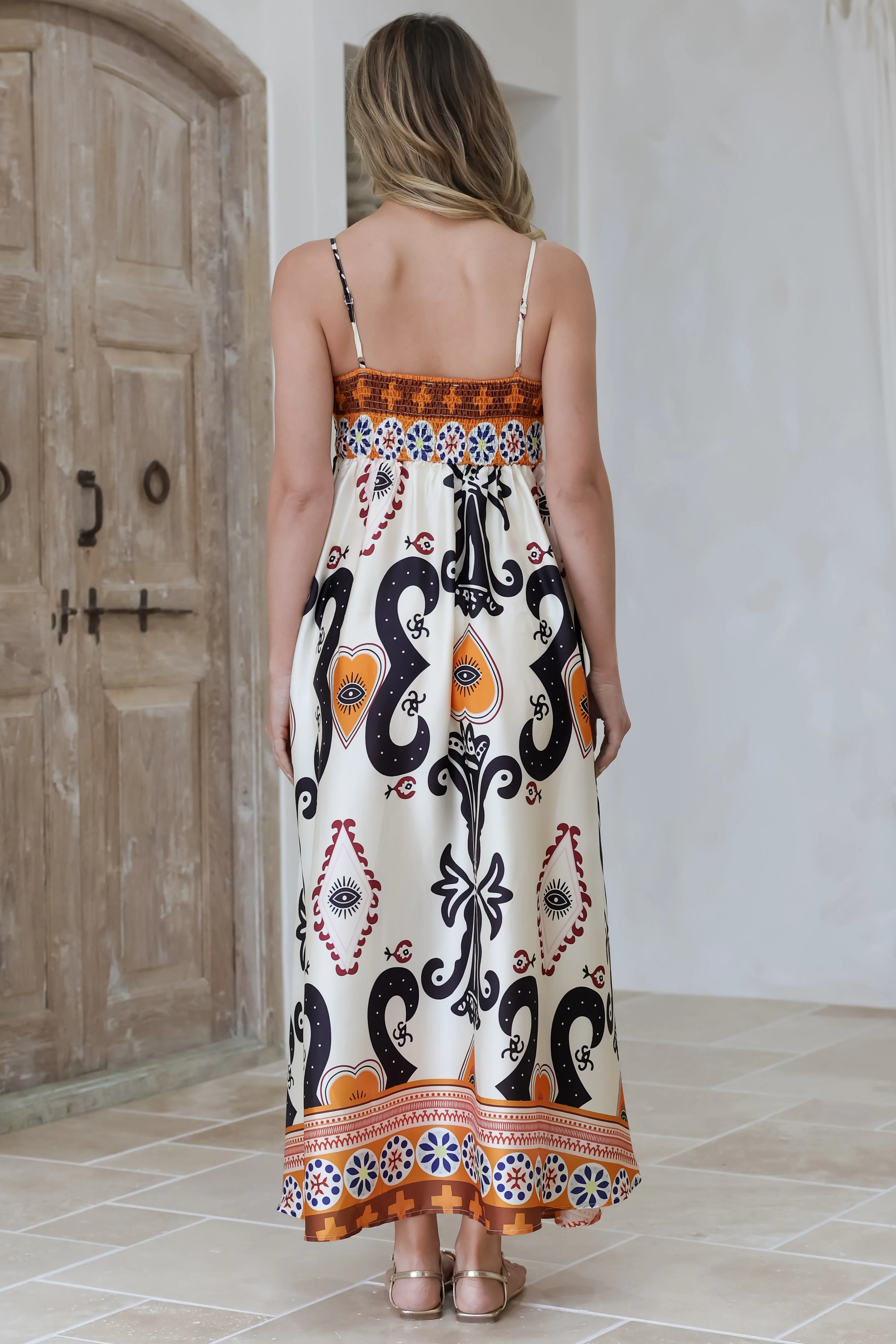Bonita Maxi Dress - Spaghetti Strap Sun Dress in Belrae Print - Image 7