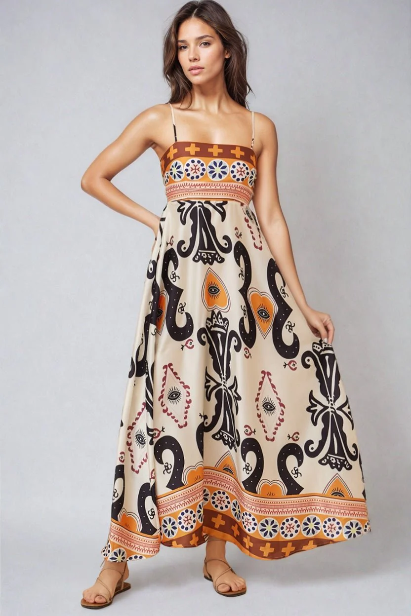 Bonita Maxi Dress - Spaghetti Strap Sun Dress in Belrae Print - Image 8