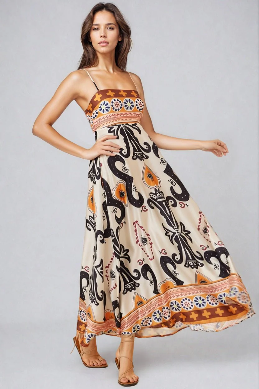Bonita Maxi Dress - Spaghetti Strap Sun Dress in Belrae Print - Image 9