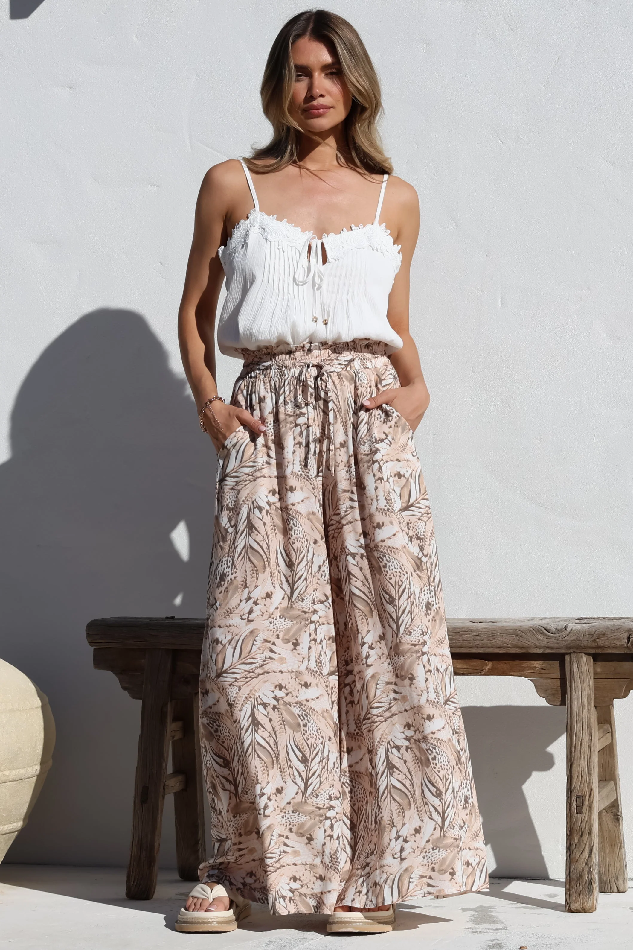 Charli Pants - Paper Bag High Waisted Wide Leg Pants in Akira Print - Image 7