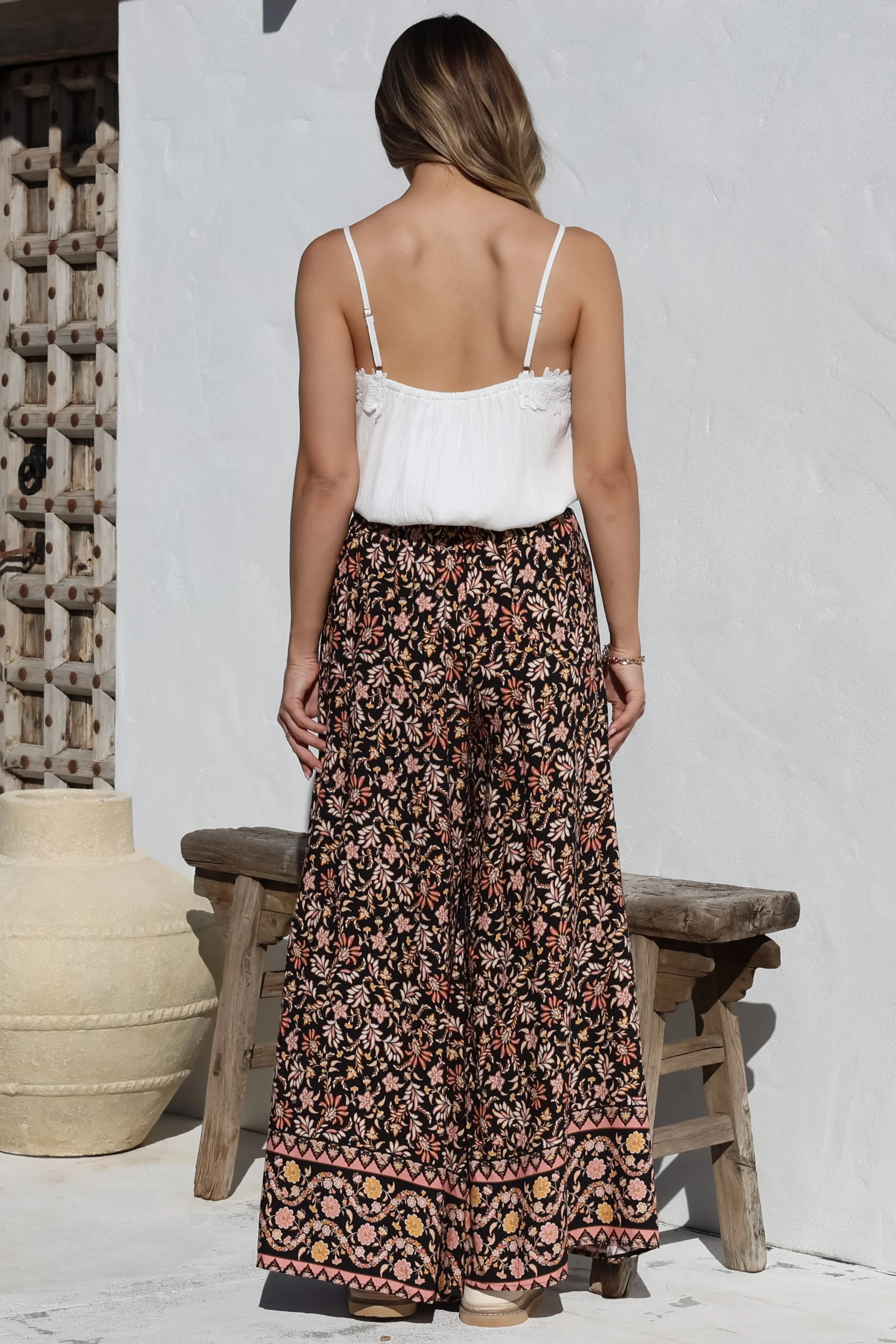 Charli Pants -  Paper Bag High Waisted Wide Leg Pants in Amirah Print - Image 12