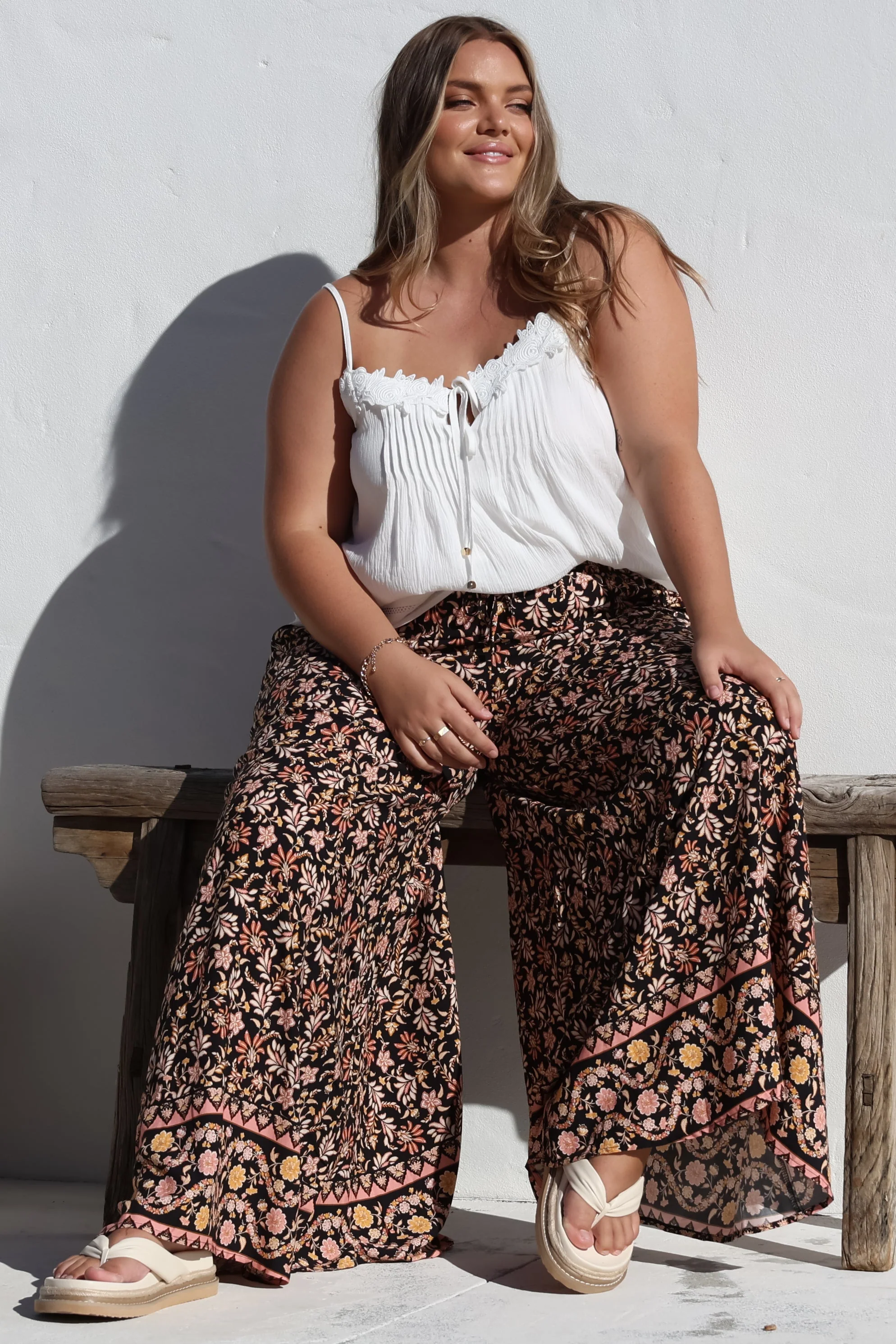 Charli Pants -  Paper Bag High Waisted Wide Leg Pants in Amirah Print - Image 6