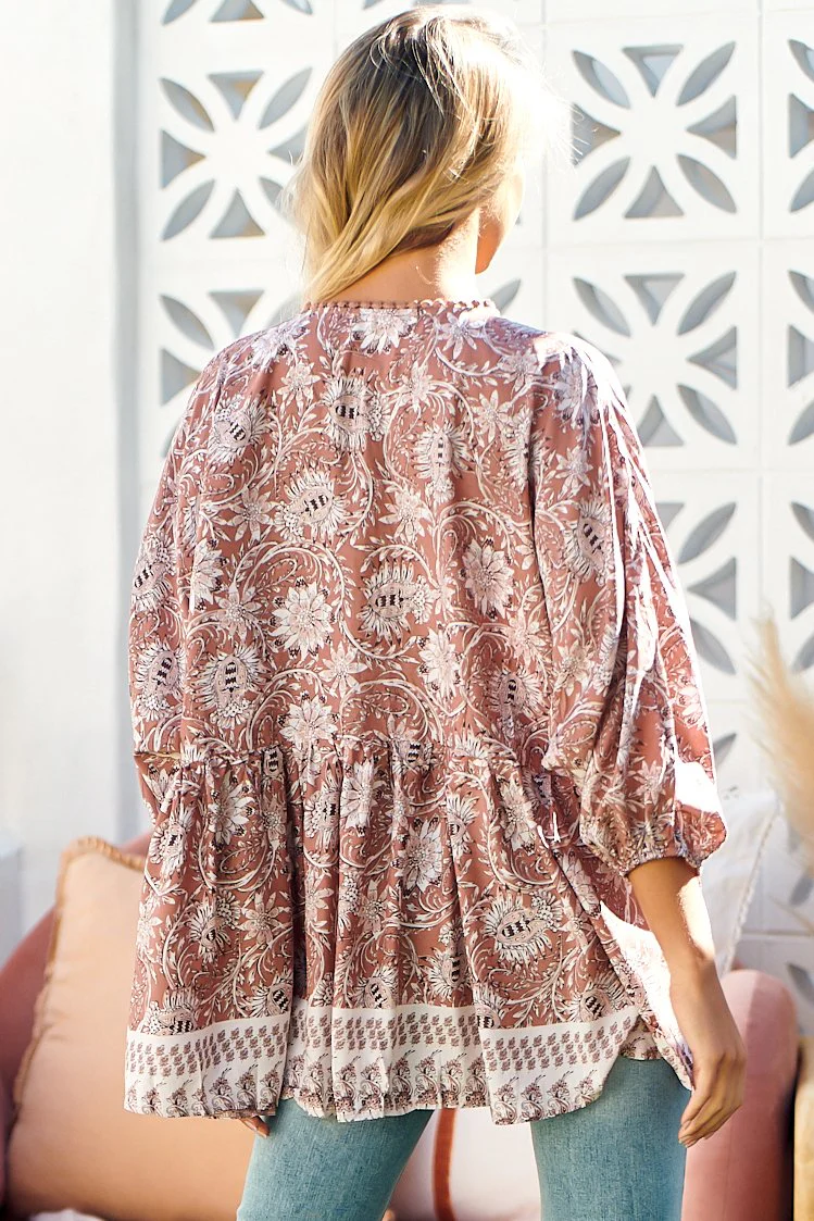 JAASE - Chloe Top: Very Oversized Crochet Trim Neckline Smock Top in Indah Print - Image 21