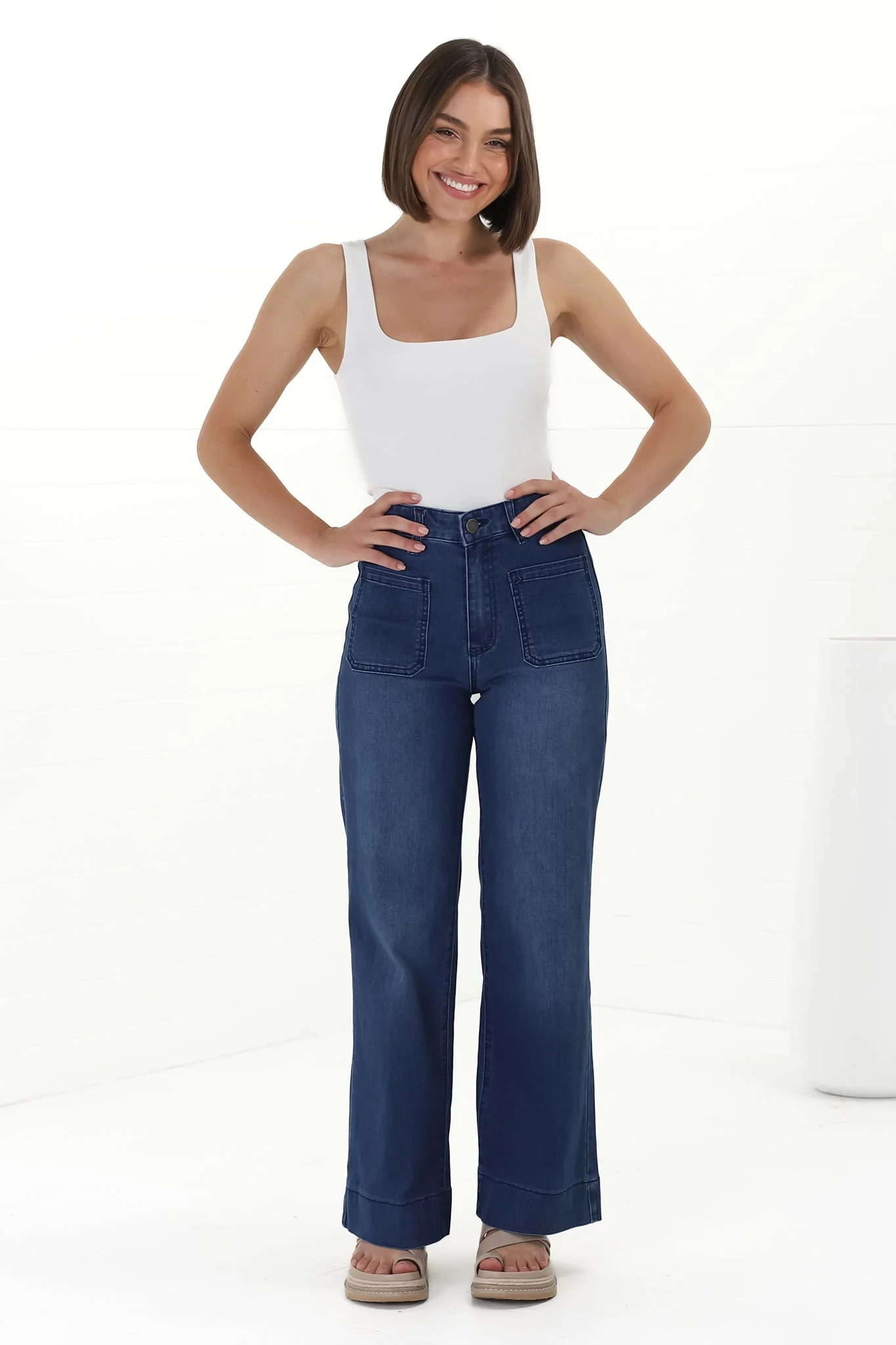 Cindy Wide Leg Jean in Dark Denim - Image 3