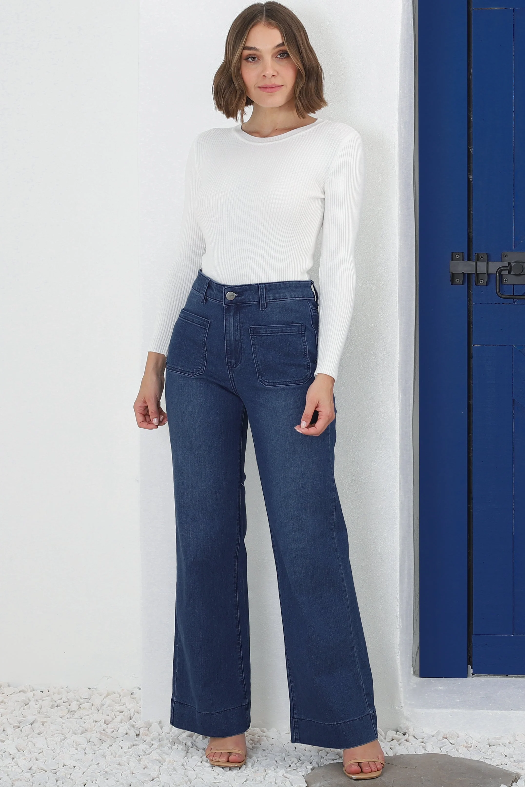Cindy Wide Leg Jean in Dark Denim - Image 4