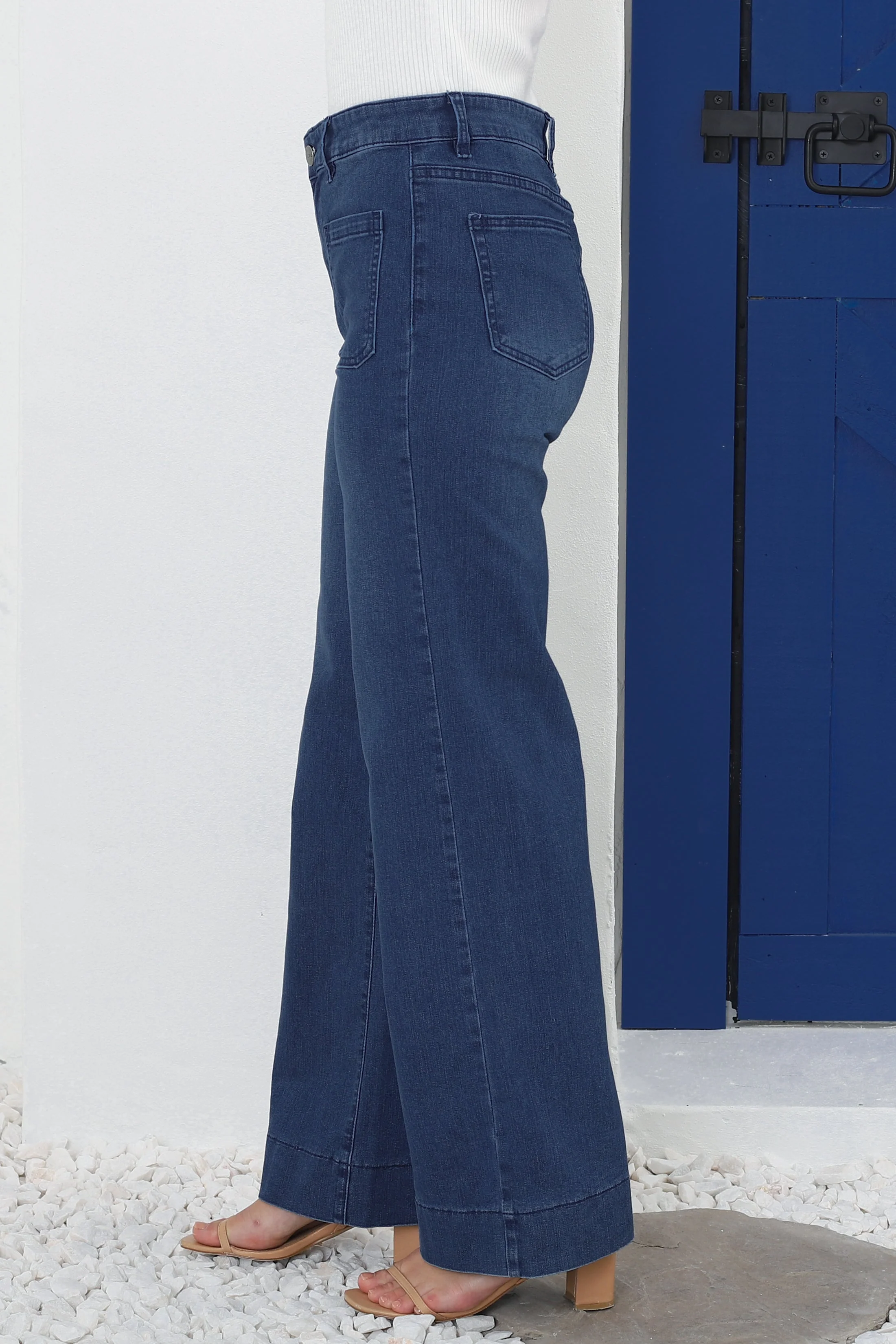Cindy Wide Leg Jean in Dark Denim - Image 7