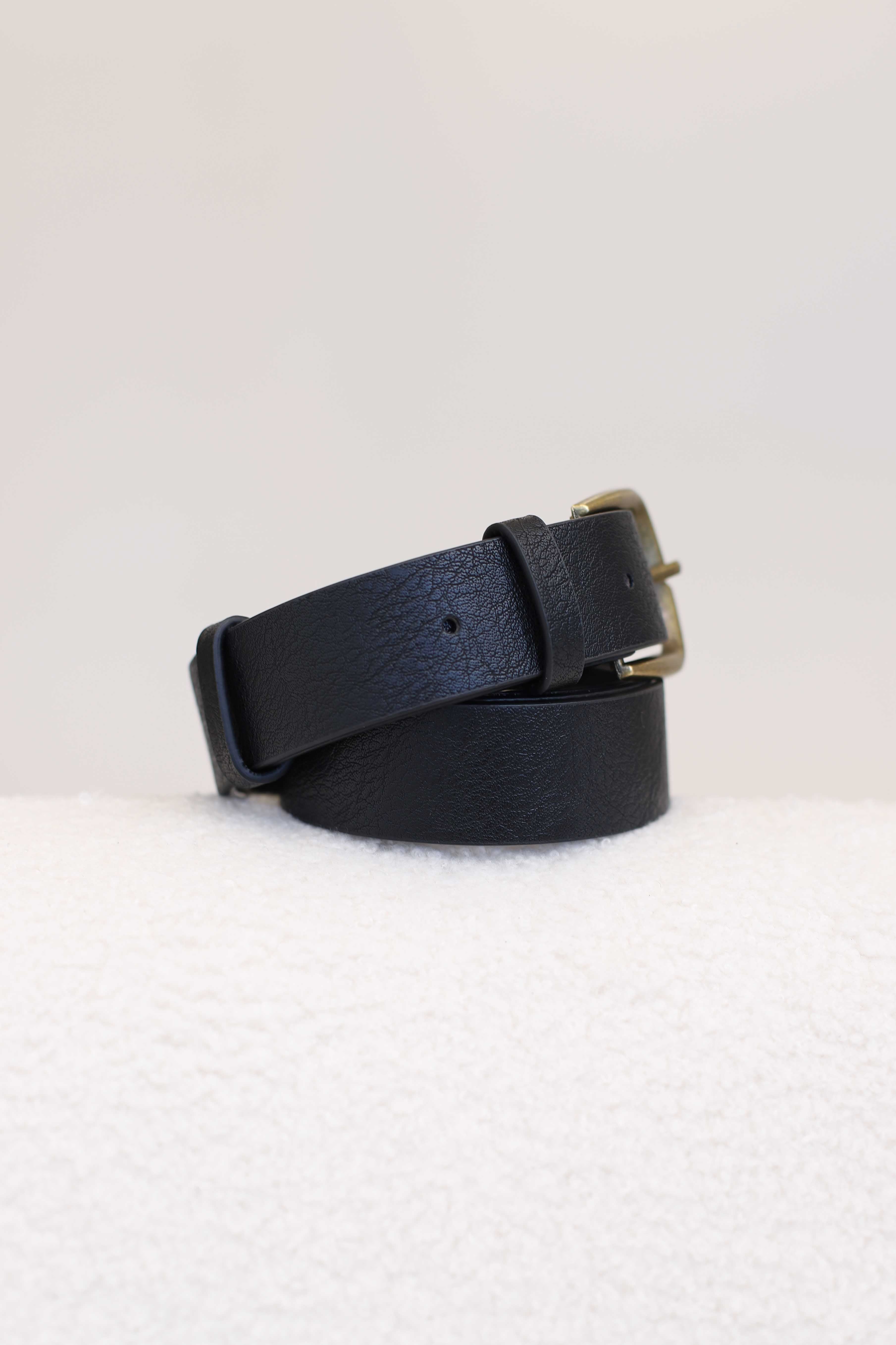Creed PU Leather Gold Buckle Belt - Black - Image 4
