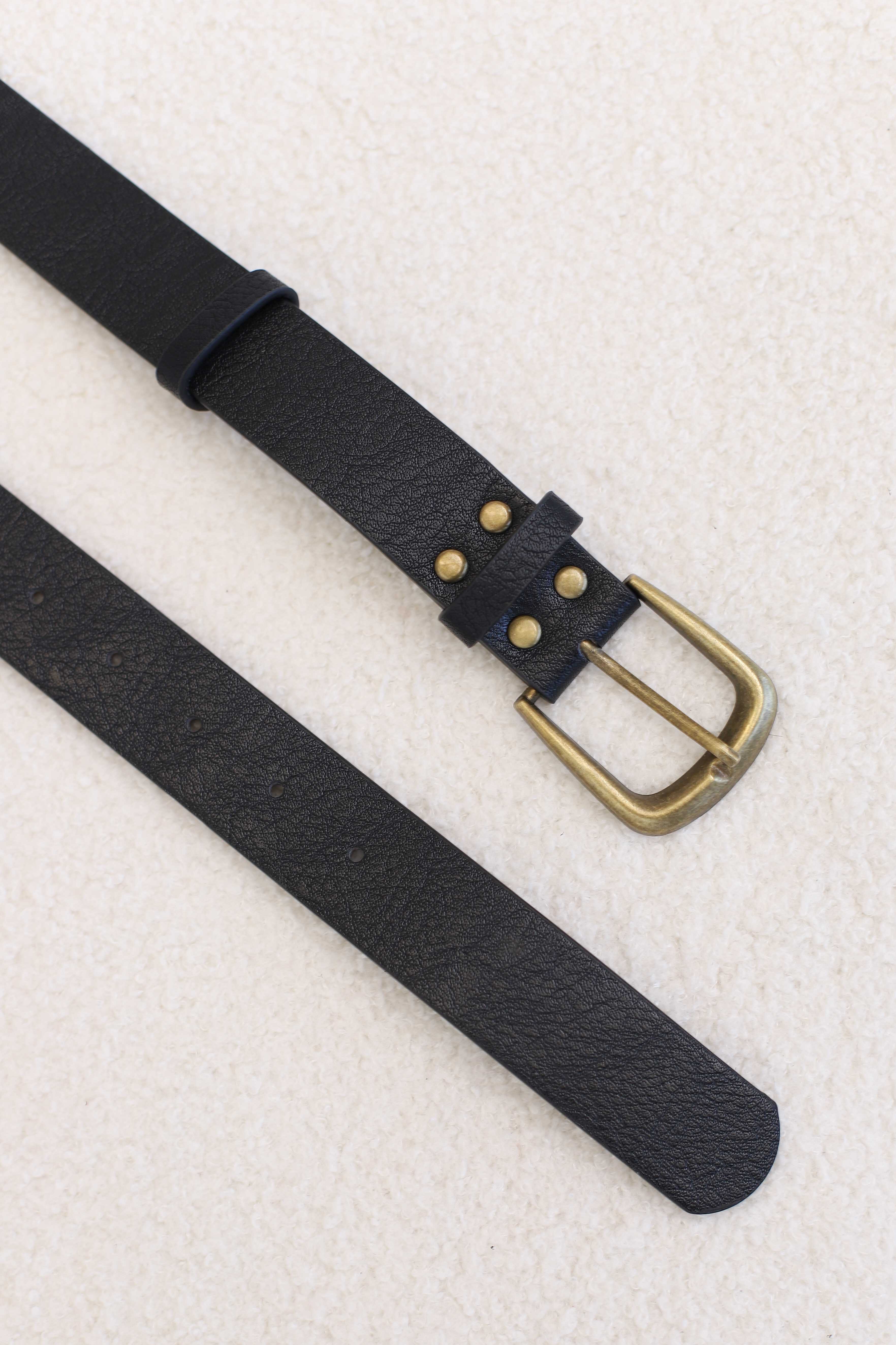 Creed PU Leather Gold Buckle Belt - Black - Image 5