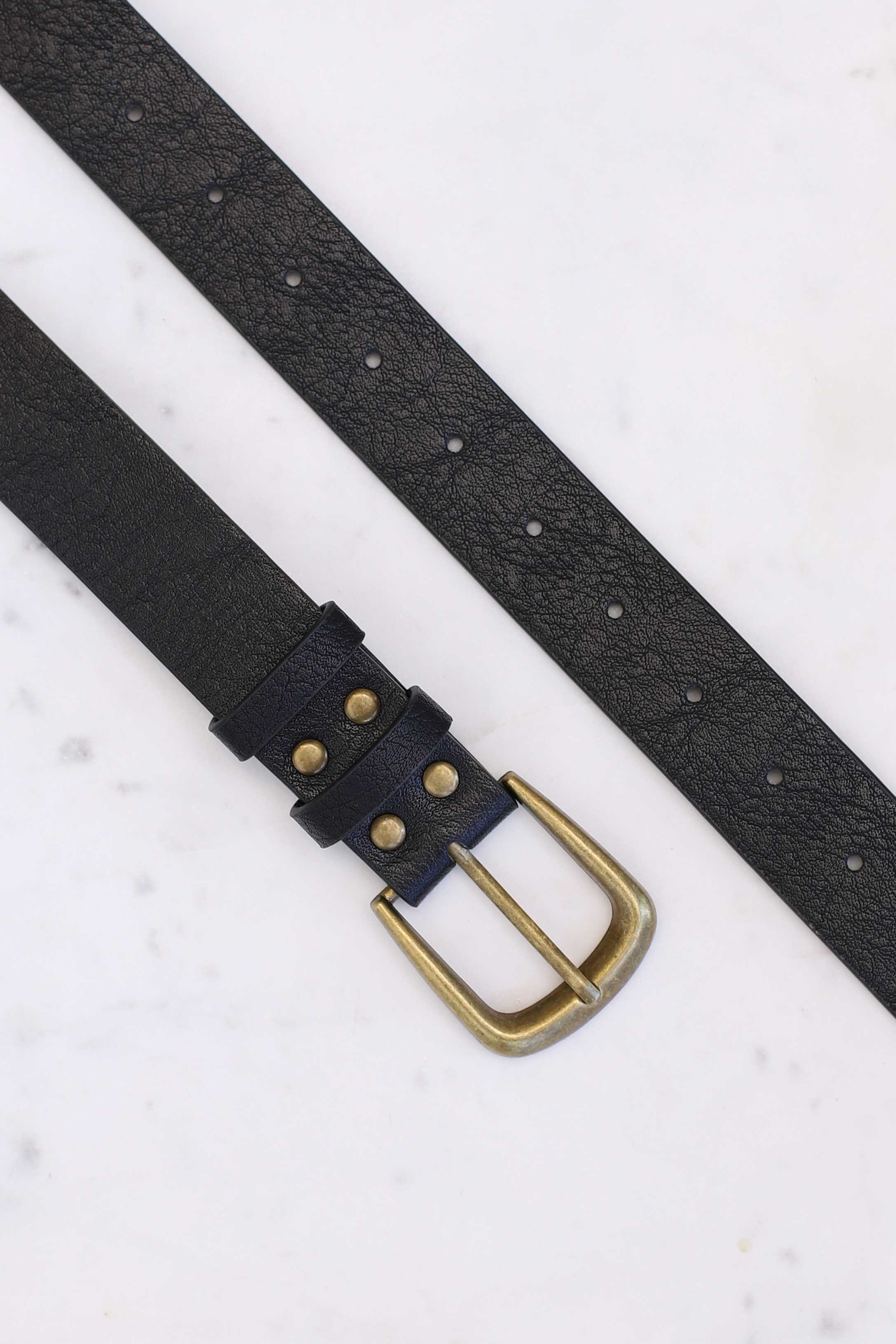 Creed PU Leather Gold Buckle Belt - Black - Image 7