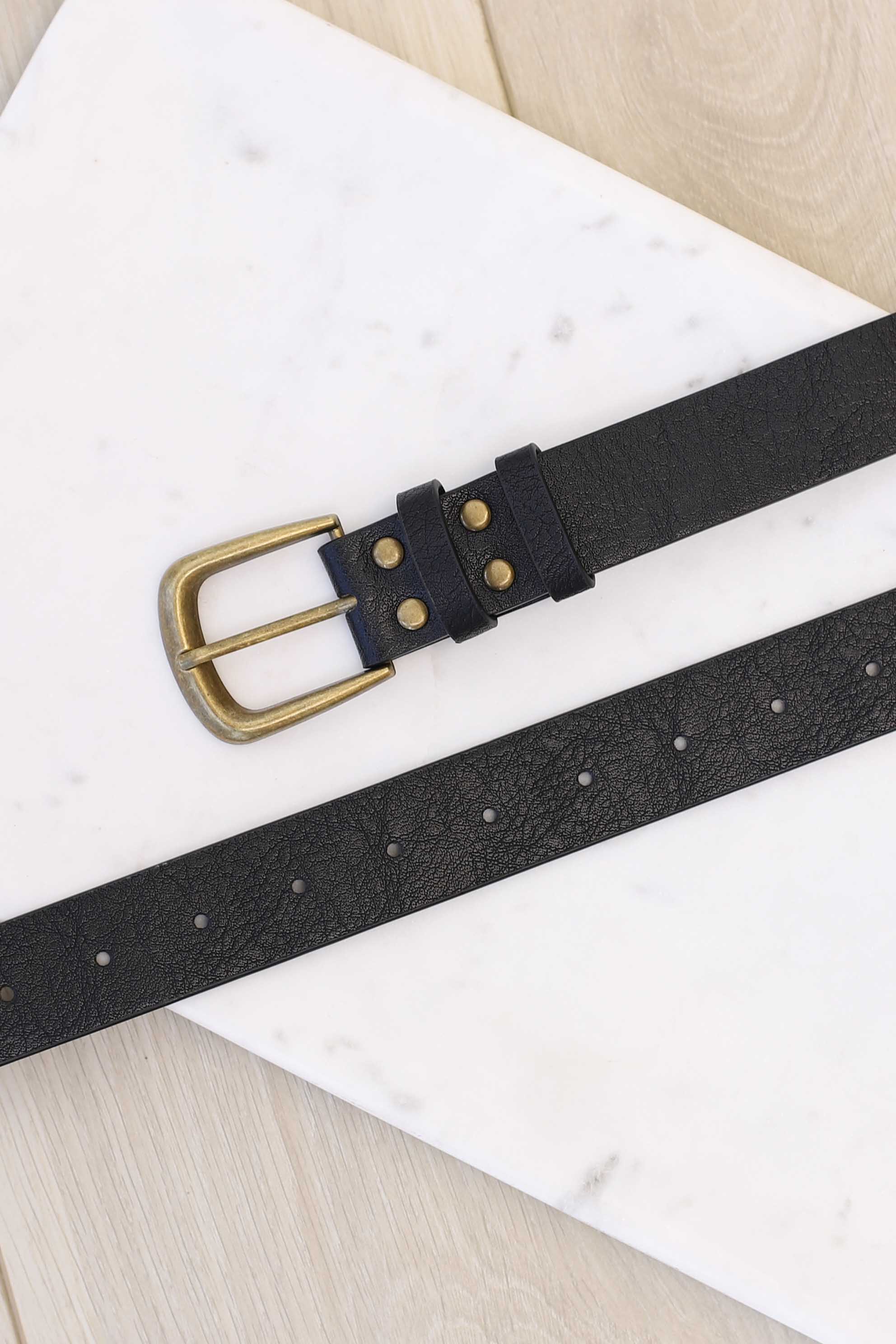 Creed PU Leather Gold Buckle Belt - Black - Image 8