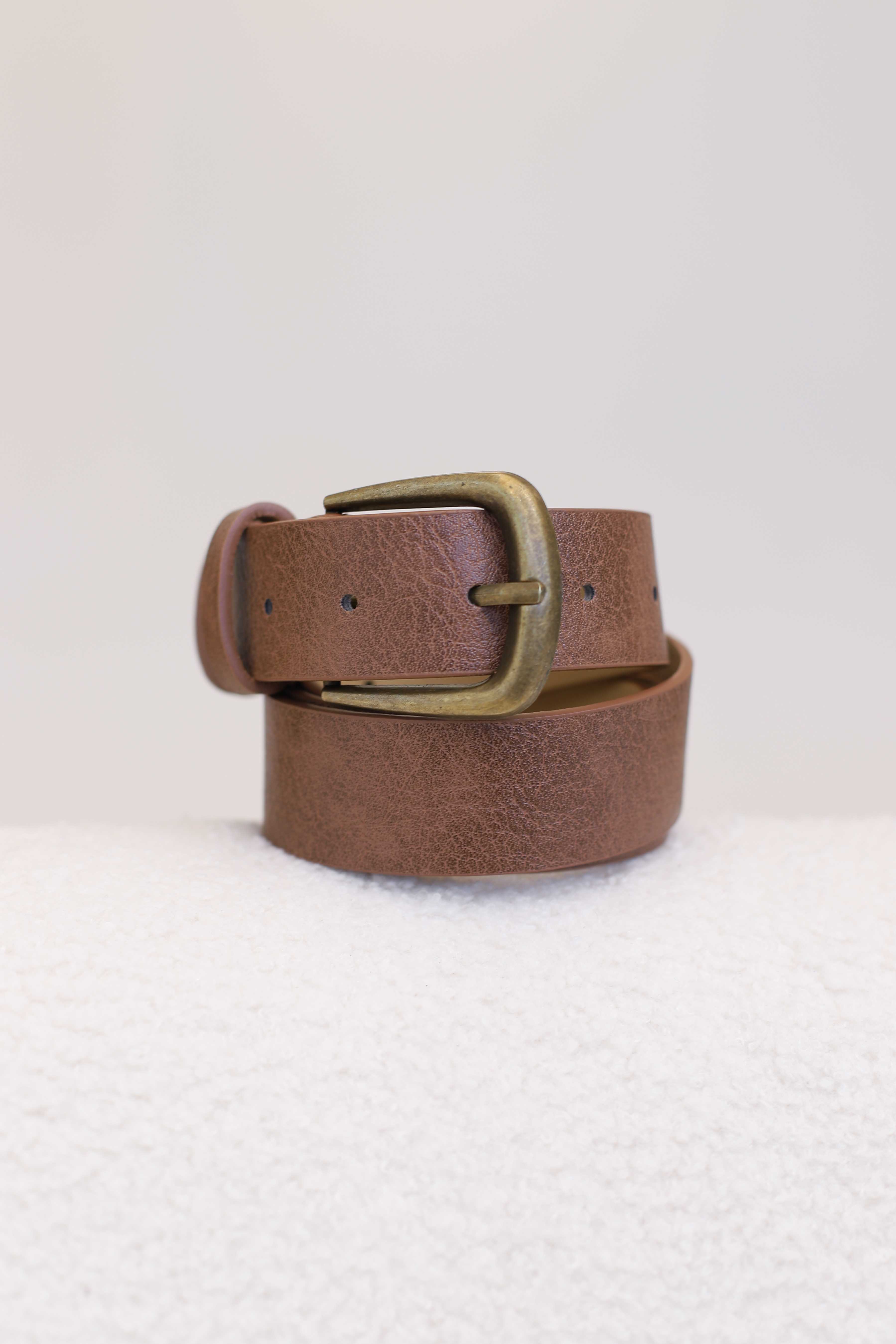 Creed PU Leather Gold Buckle Belt - Brown - Image 2