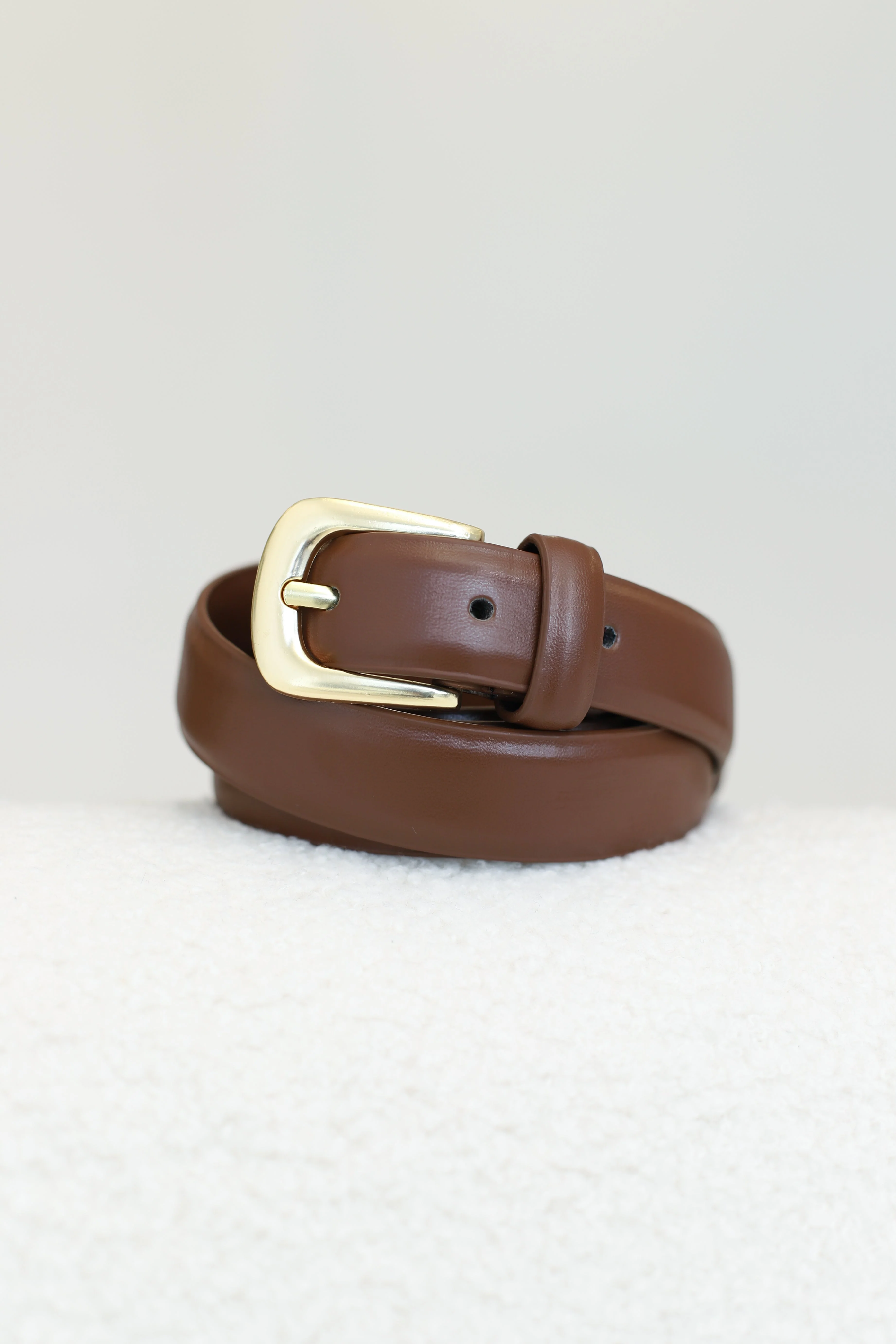 Cruz PU Leather Gold Buckle Thin Belt Set - Black/Brown - Image 3