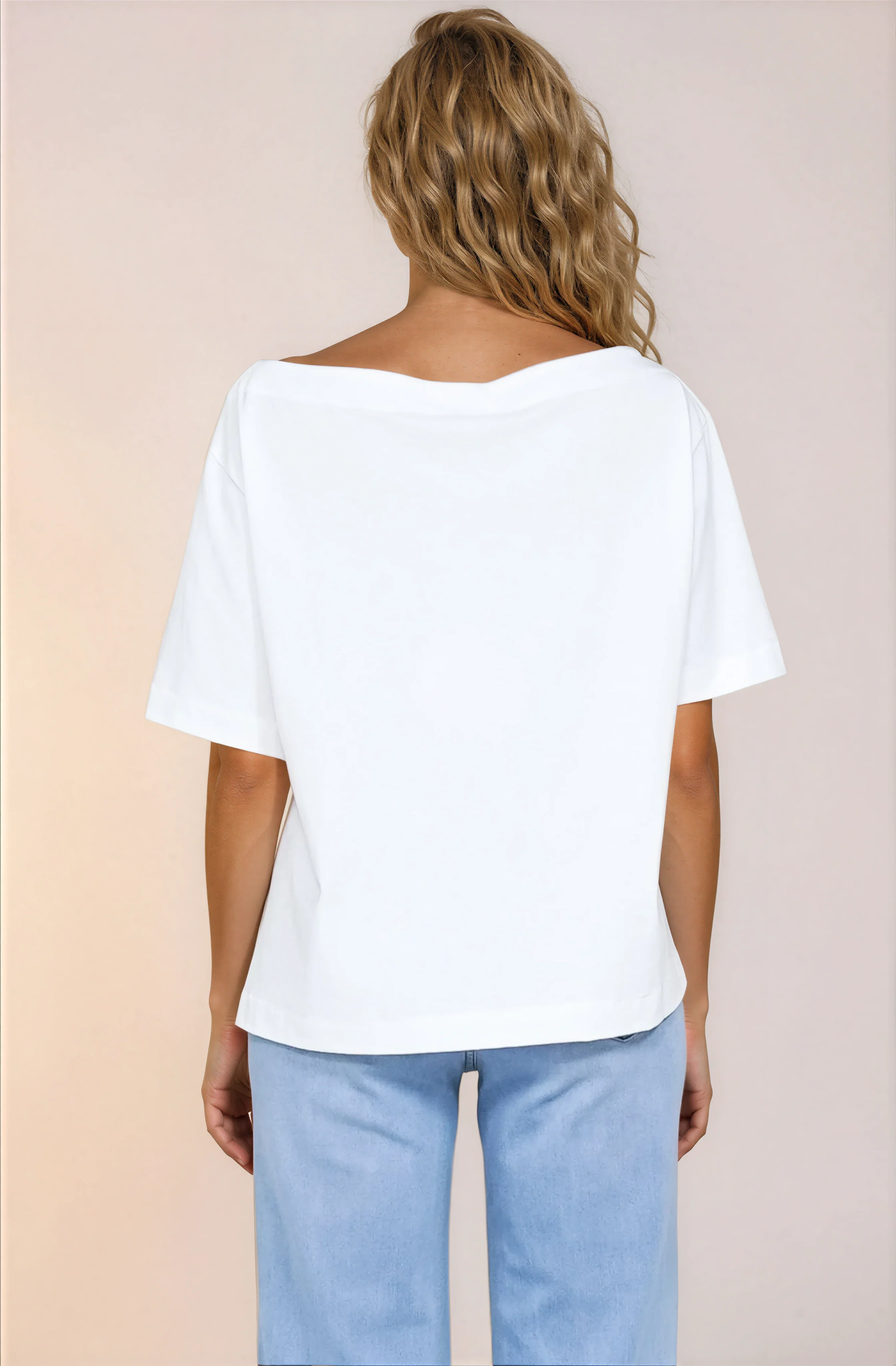 Dolce Top - Asymmetric Neckline Boxy Top with Side Split in White - Image 7