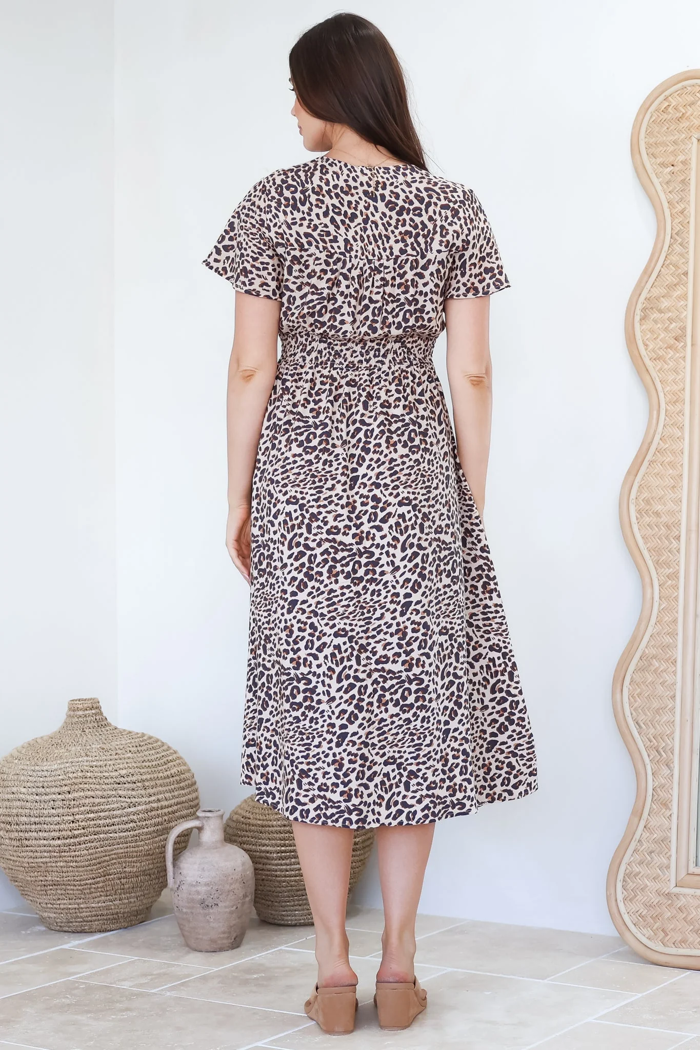 Drielly Midi Dress - Flutter Cap Sleeve Button Down Dress in Perrie Print - Image 9