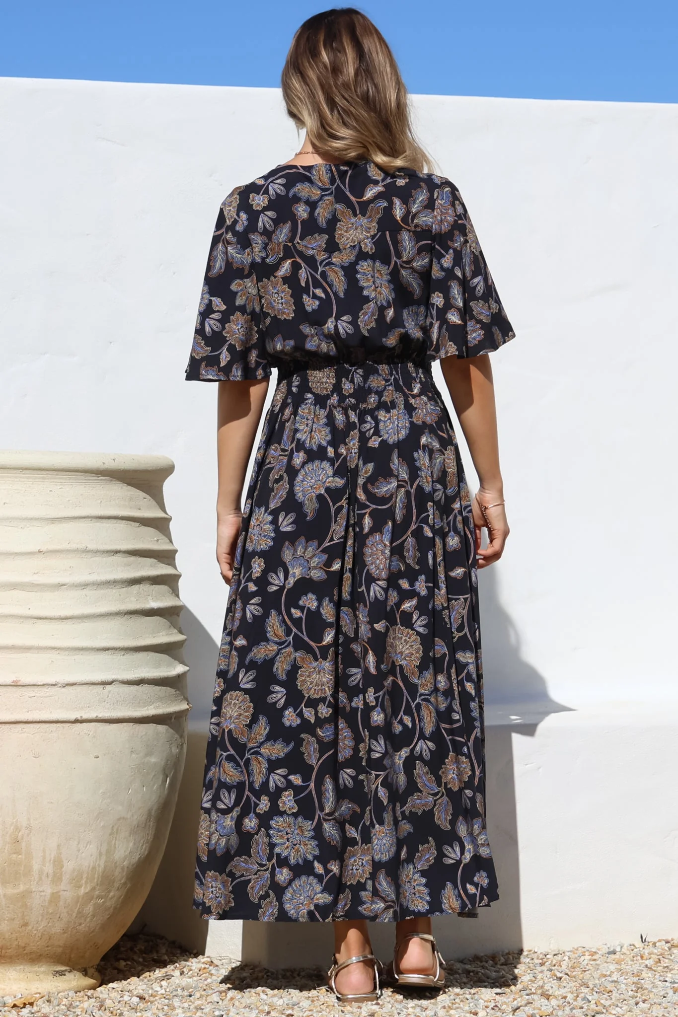Dulcie Maxi Dress - Cape Sleeve Button-Down Maxi with Pockets in Enchanted Ink Print - Image 10