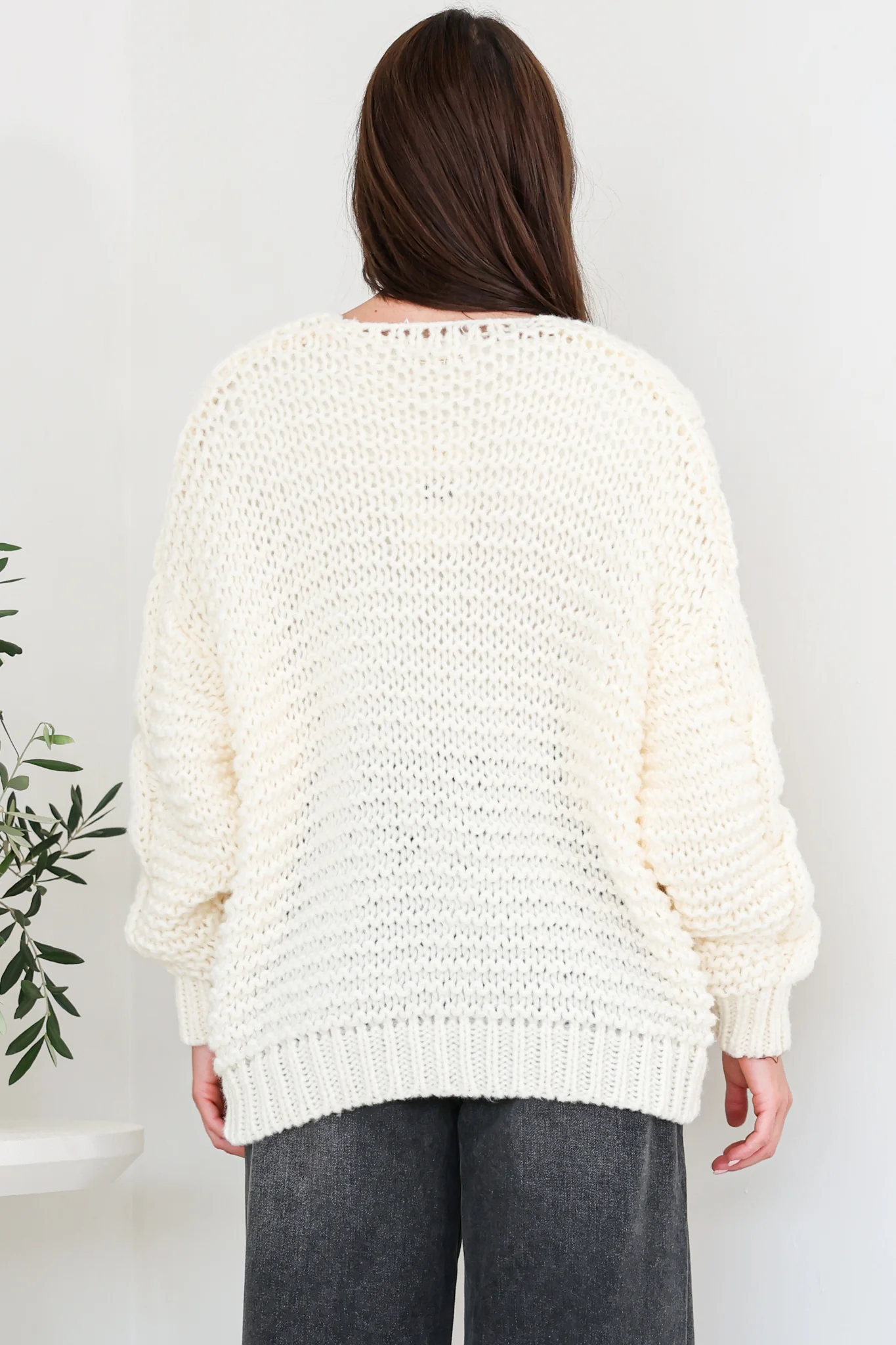 Elias Cardigan - Open Front Thick Cable Knit with Pockets in Cream - Image 6