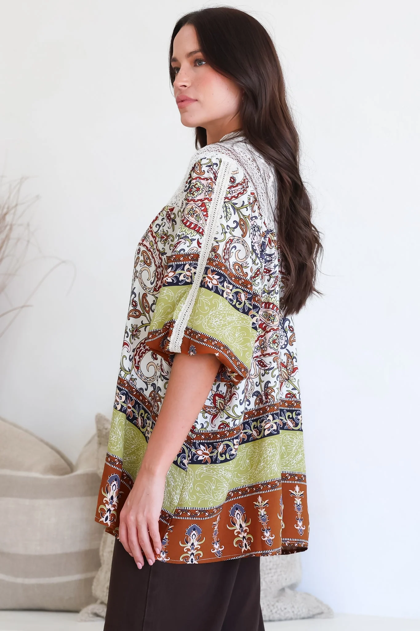 JAASE - Florence Blouse: Lace Detailed Button Down Relaxed Blouse in Oakie Print - Image 7