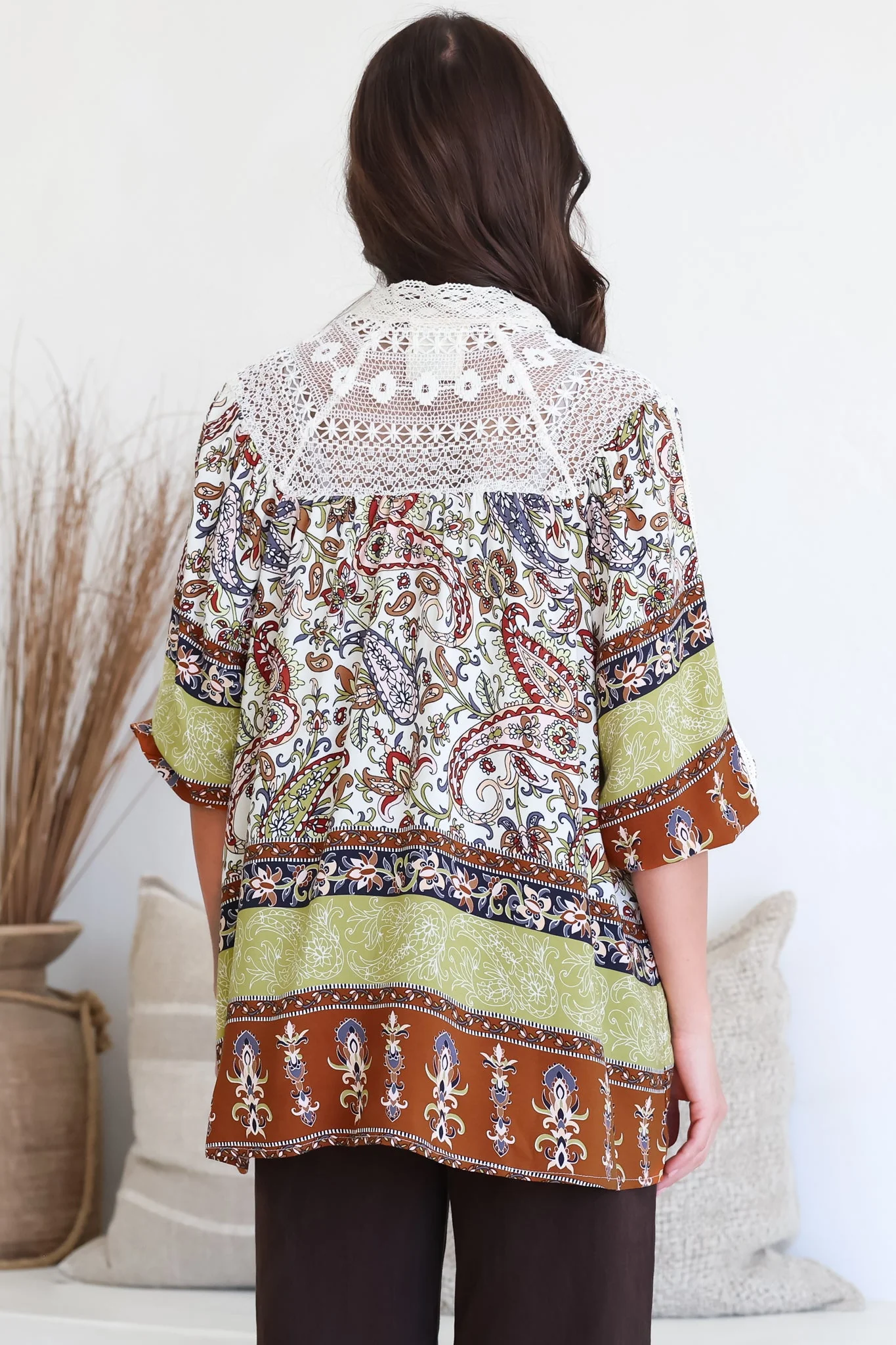 JAASE - Florence Blouse: Lace Detailed Button Down Relaxed Blouse in Oakie Print - Image 8