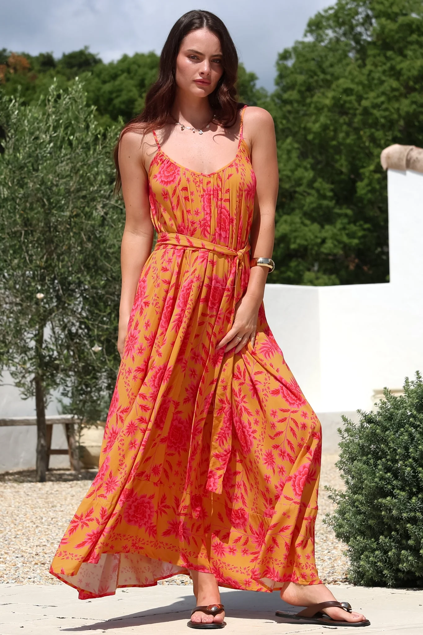 Frederique Maxi Dress - Relaxed Sun Dress with Detachable Waist Tie in Betsey Print - Image 2