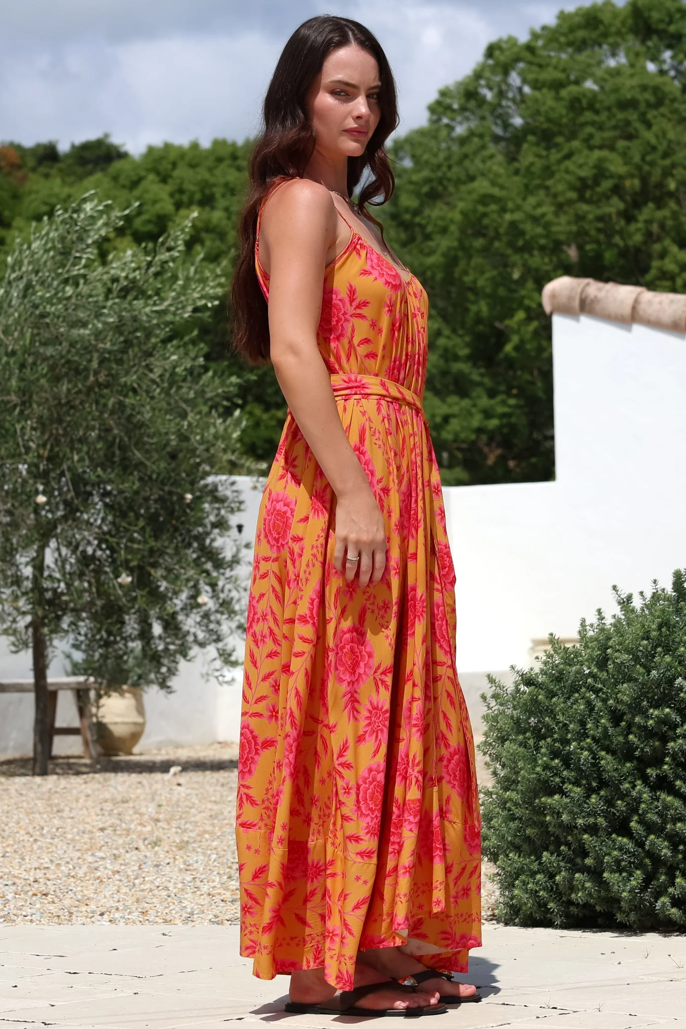 Frederique Maxi Dress - Relaxed Sun Dress with Detachable Waist Tie in Betsey Print - Image 6