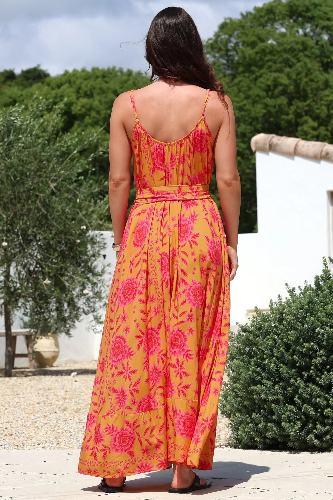 Frederique Maxi Dress - Relaxed Sun Dress with Detachable Waist Tie in Betsey Print - Image 7
