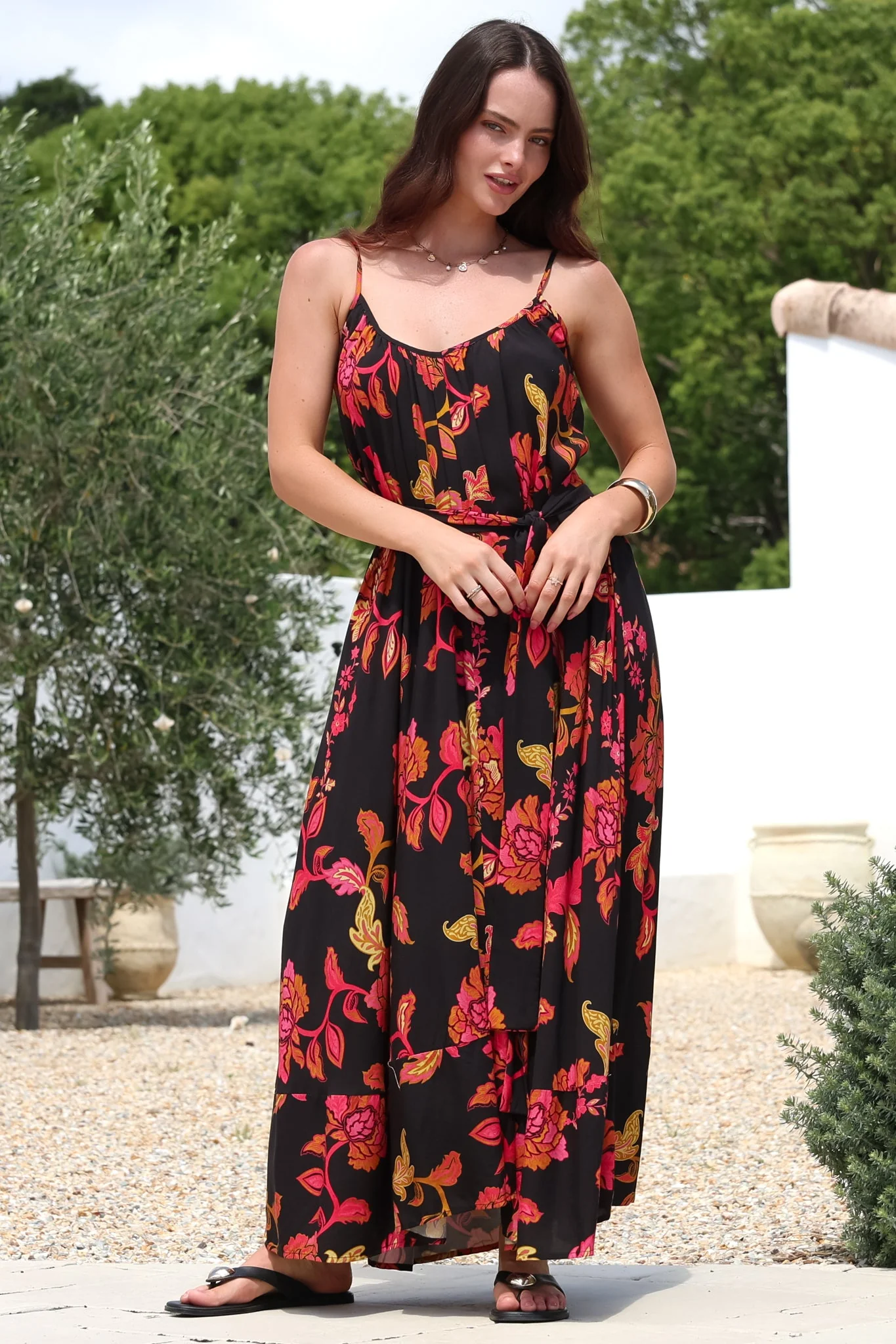 Frederique Maxi Dress - Relaxed Sun Dress with Detachable Waist Tie in Valerie Print - Image 6