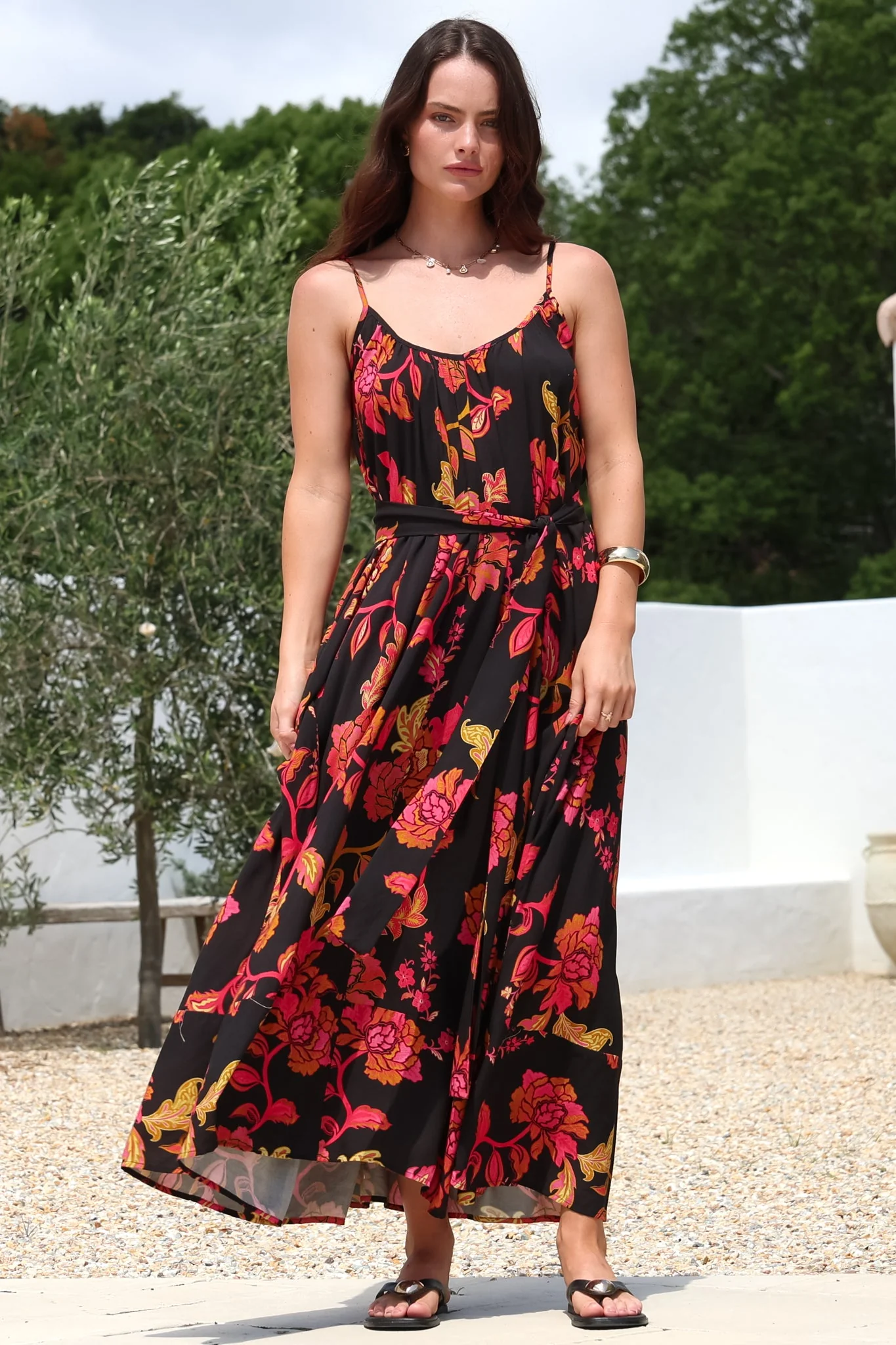 Frederique Maxi Dress - Relaxed Sun Dress with Detachable Waist Tie in Valerie Print - Image 7