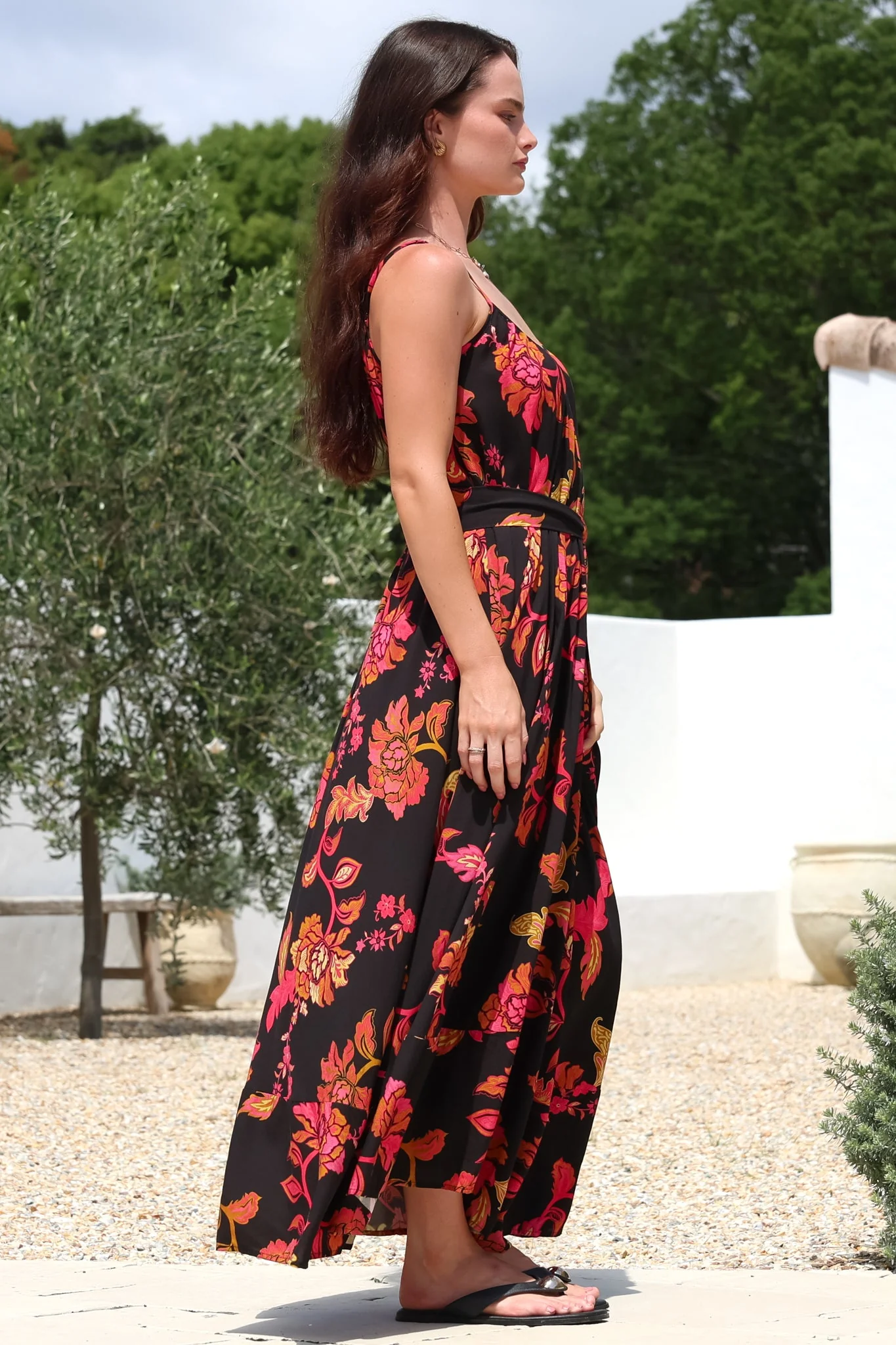 Frederique Maxi Dress - Relaxed Sun Dress with Detachable Waist Tie in Valerie Print - Image 8