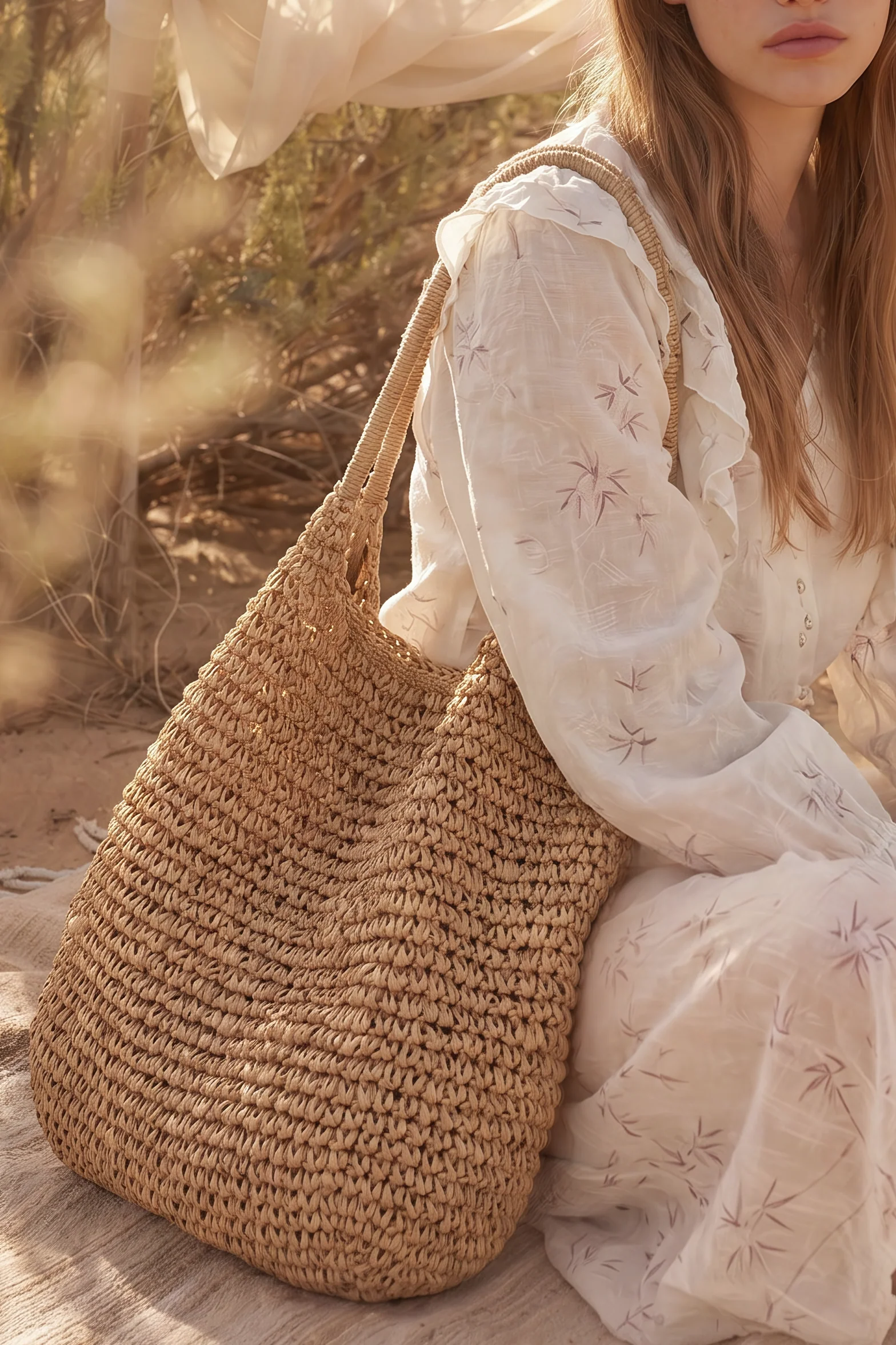 Fritz Woven Tote Bag - Khaki