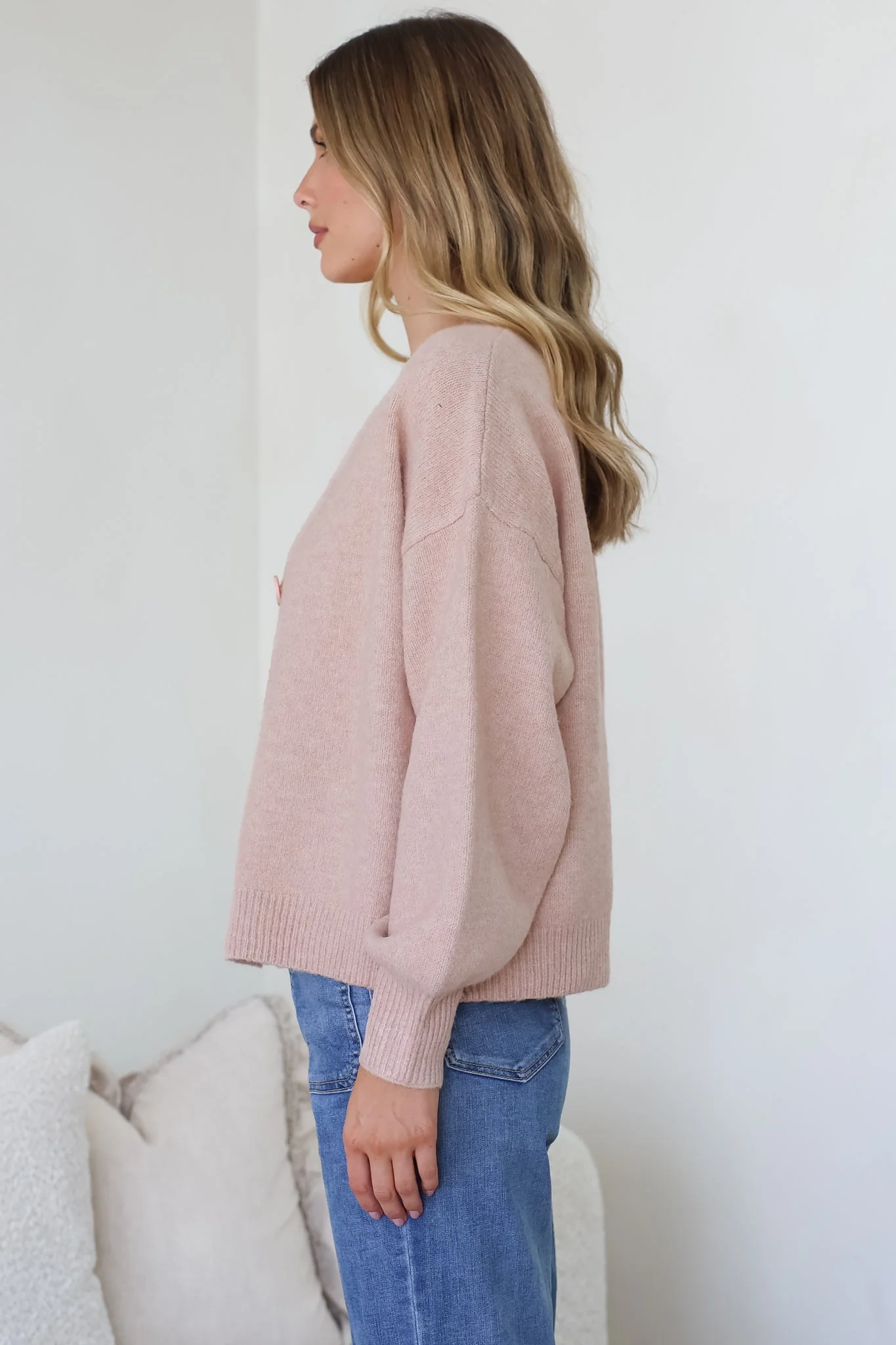 Indie Cardigan Set - Knit Top and Button Down Cardigan Set in Blush - Image 8