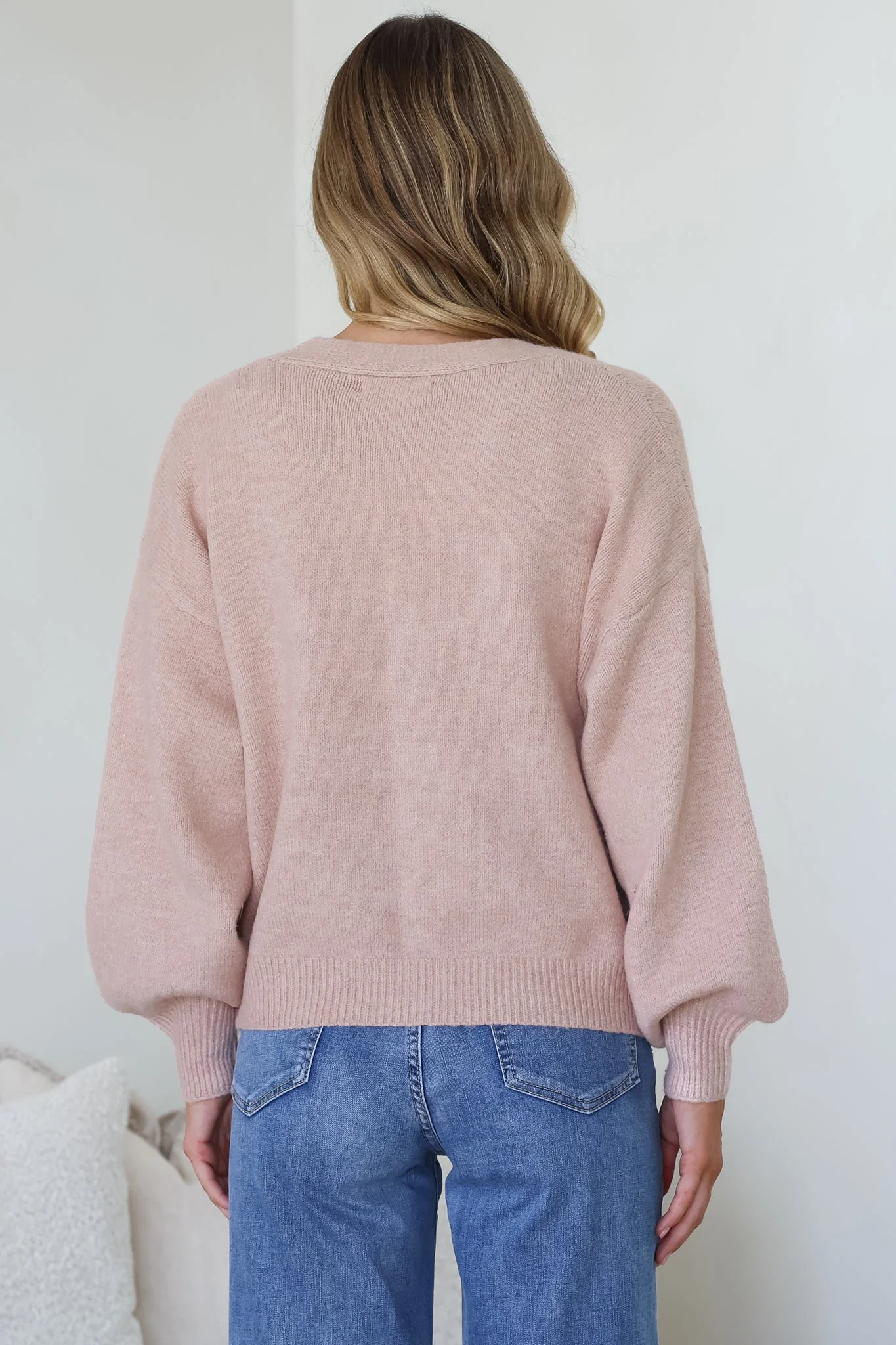 Indie Cardigan Set - Knit Top and Button Down Cardigan Set in Blush - Image 9