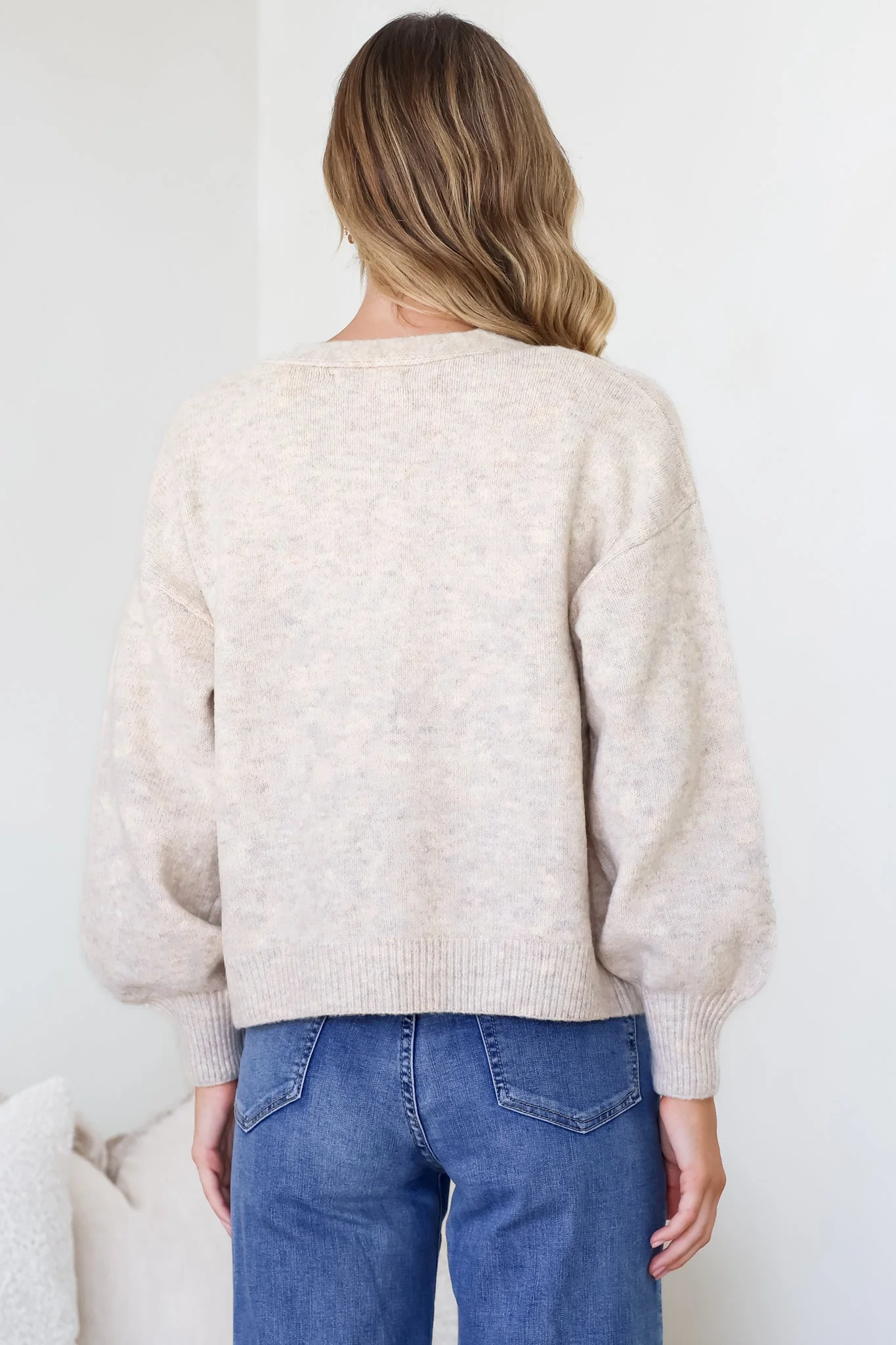 Indie Cardigan Set - Knit Top and Button Down Cardigan Set in Oatmeal - Image 8