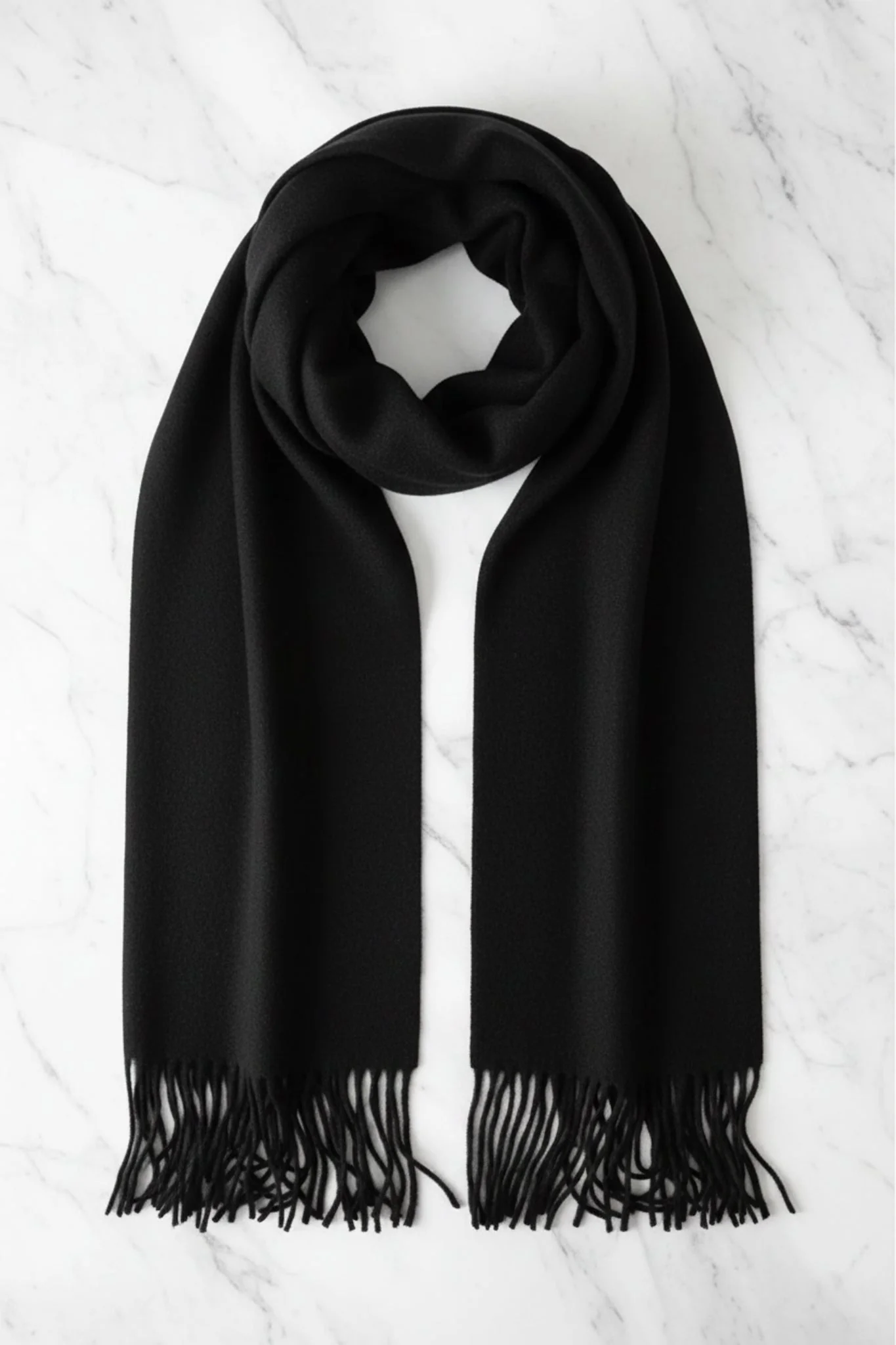 Jacory Scarf - Soft Cozy Wrap Scarf with Tassel Detail in Black