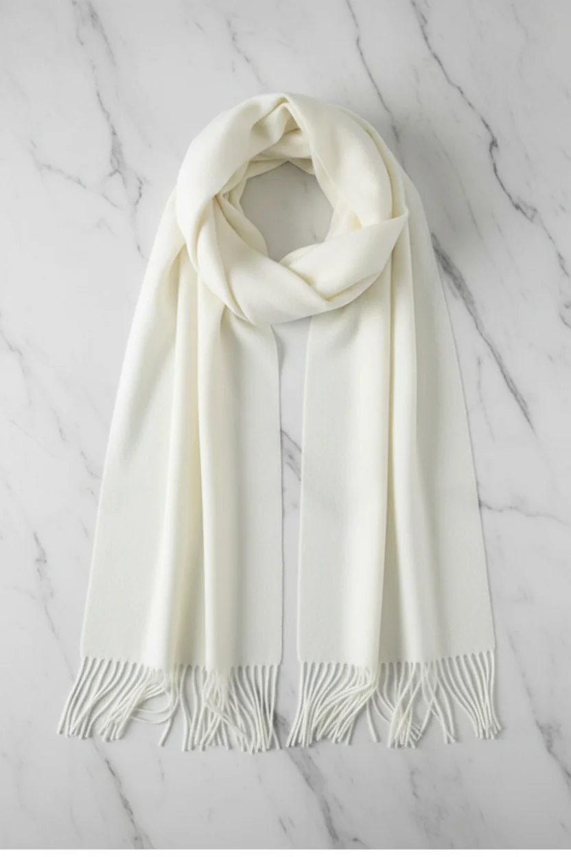 Jacory Scarf - Soft Cozy Wrap Scarf with Tassel Detail in Cream
