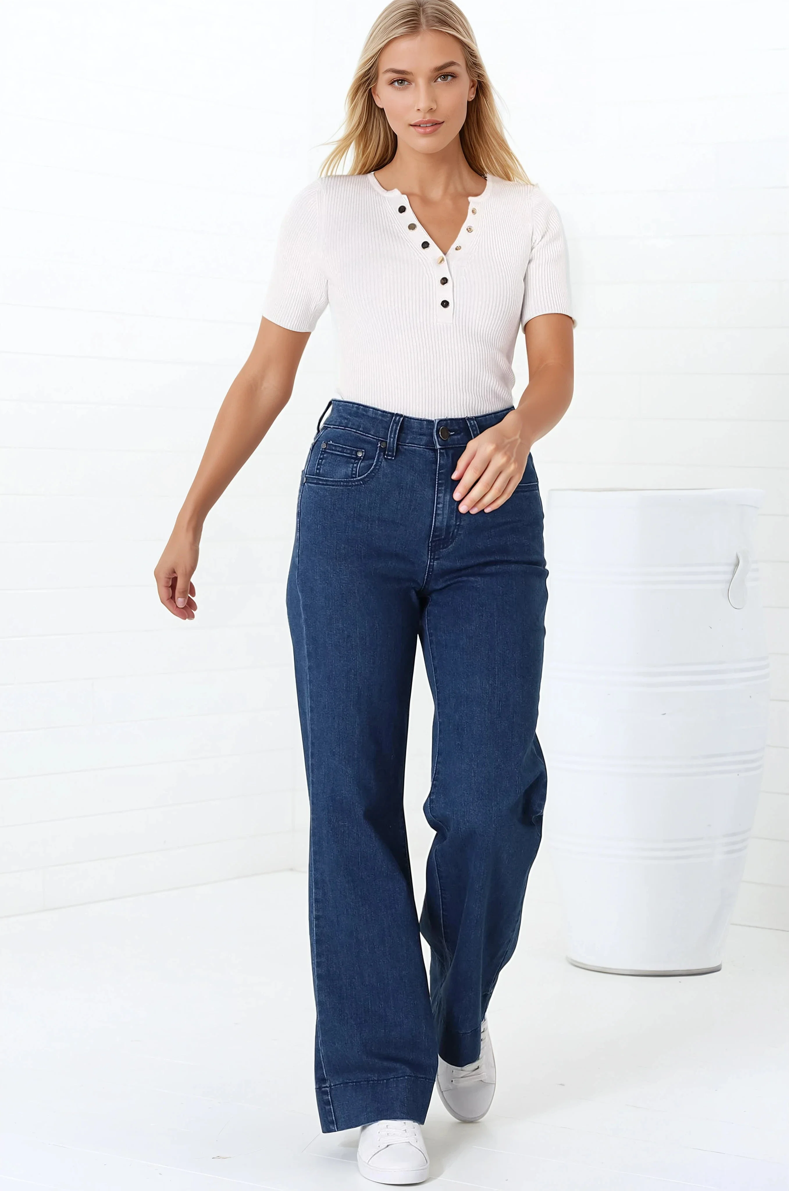 Jesse Jeans - High Waisted Wide Leg Jeans in Dark Denim - Image 10