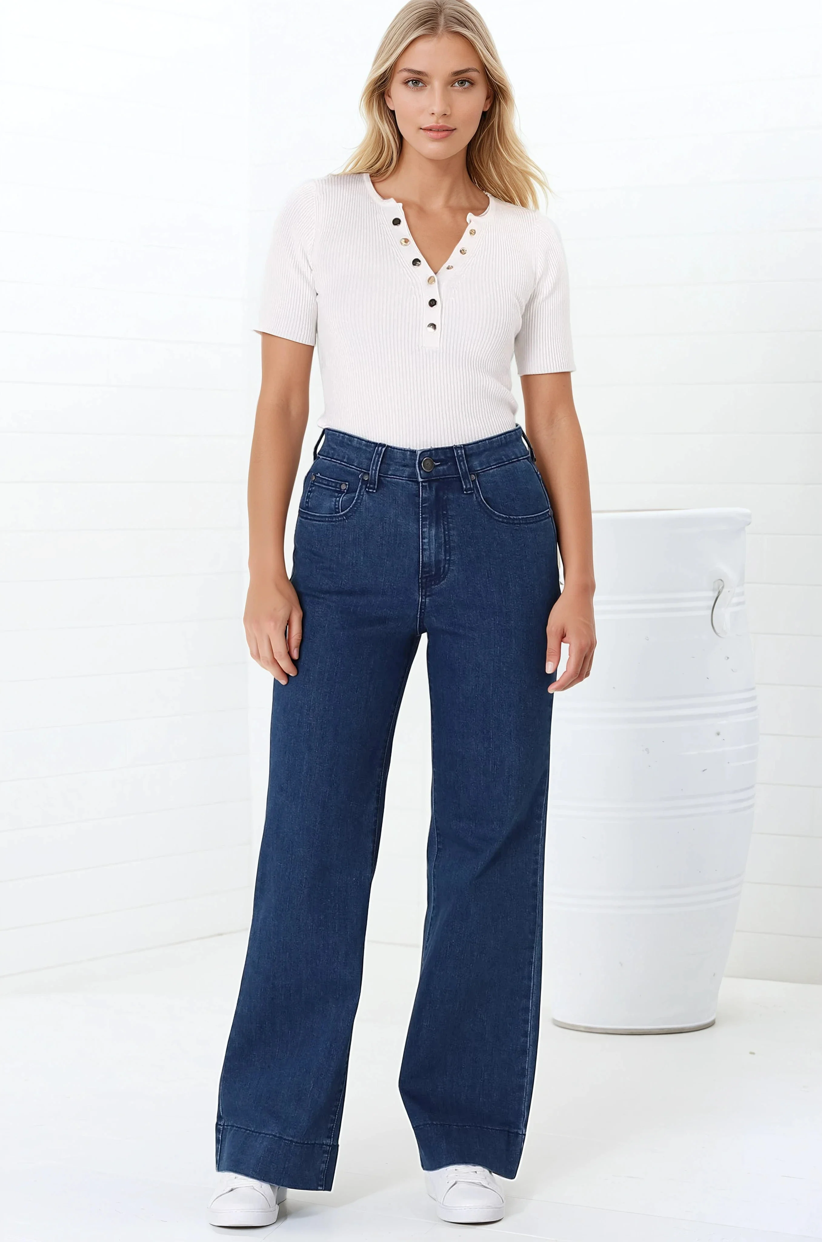 Jesse Jeans - High Waisted Wide Leg Jeans in Dark Denim - Image 11