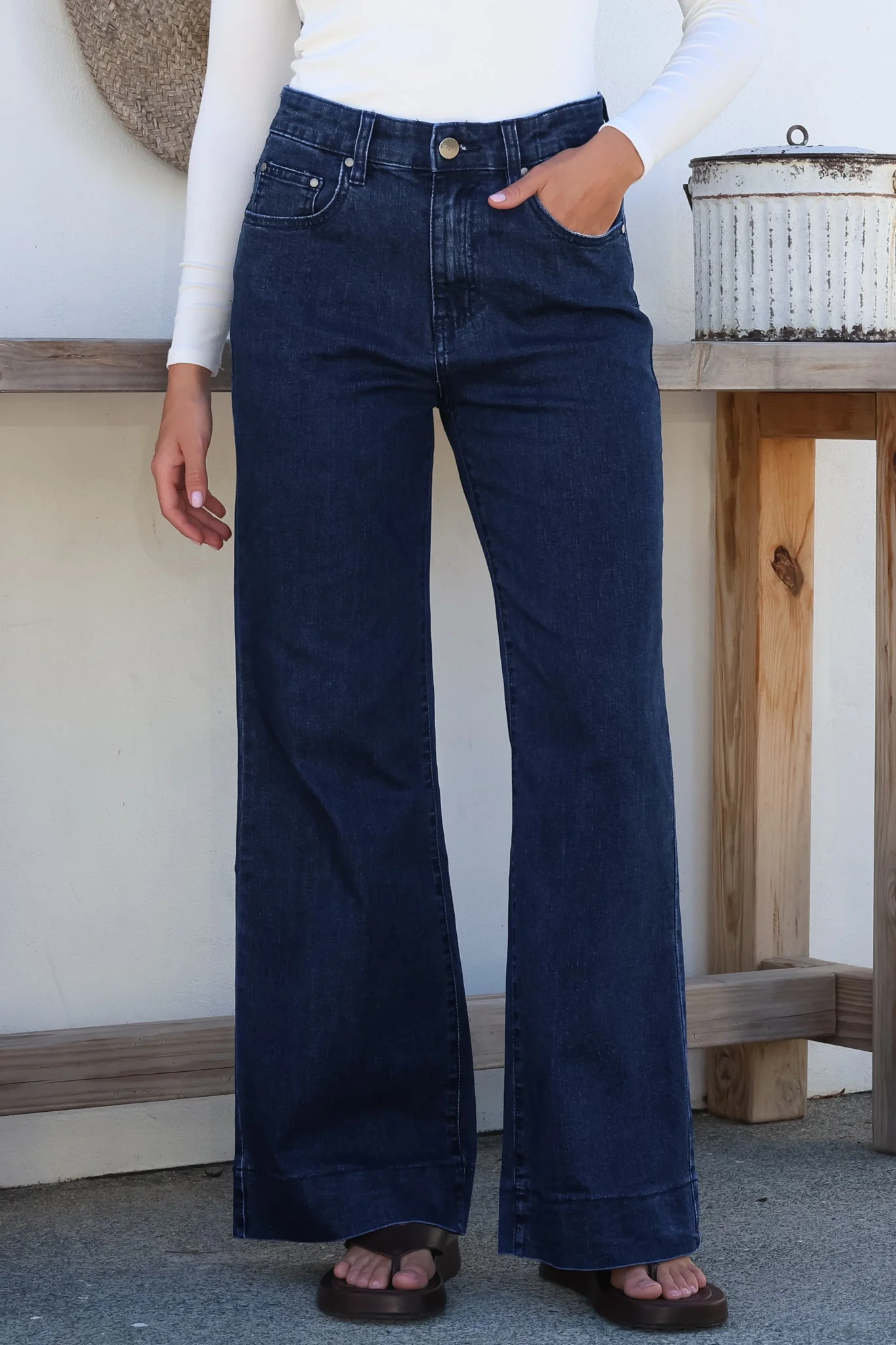 Jesse Jeans - High Waisted Wide Leg Jeans in Dark Denim - Image 4