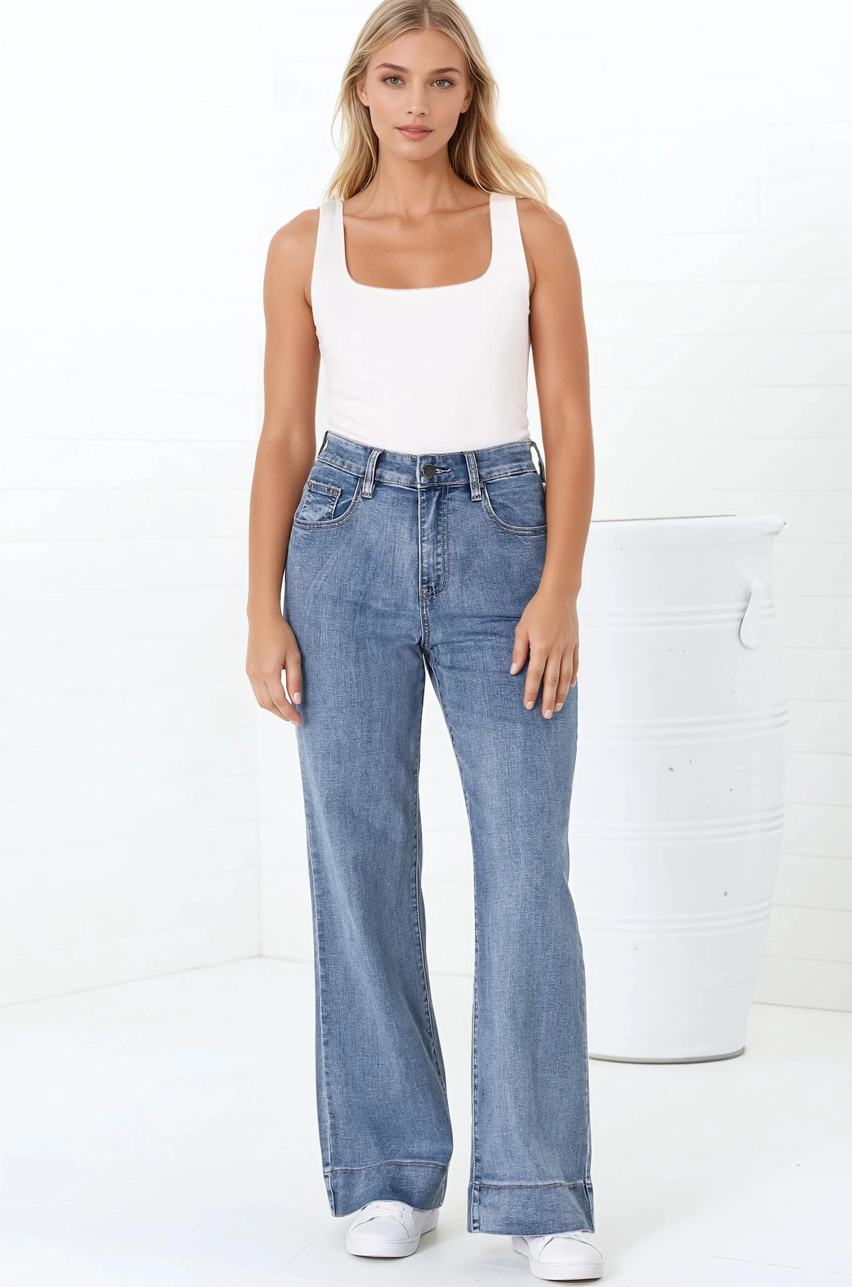 Jesse Jeans - High Waisted Wide Leg Jeans in Medium Wash Denim - Image 11