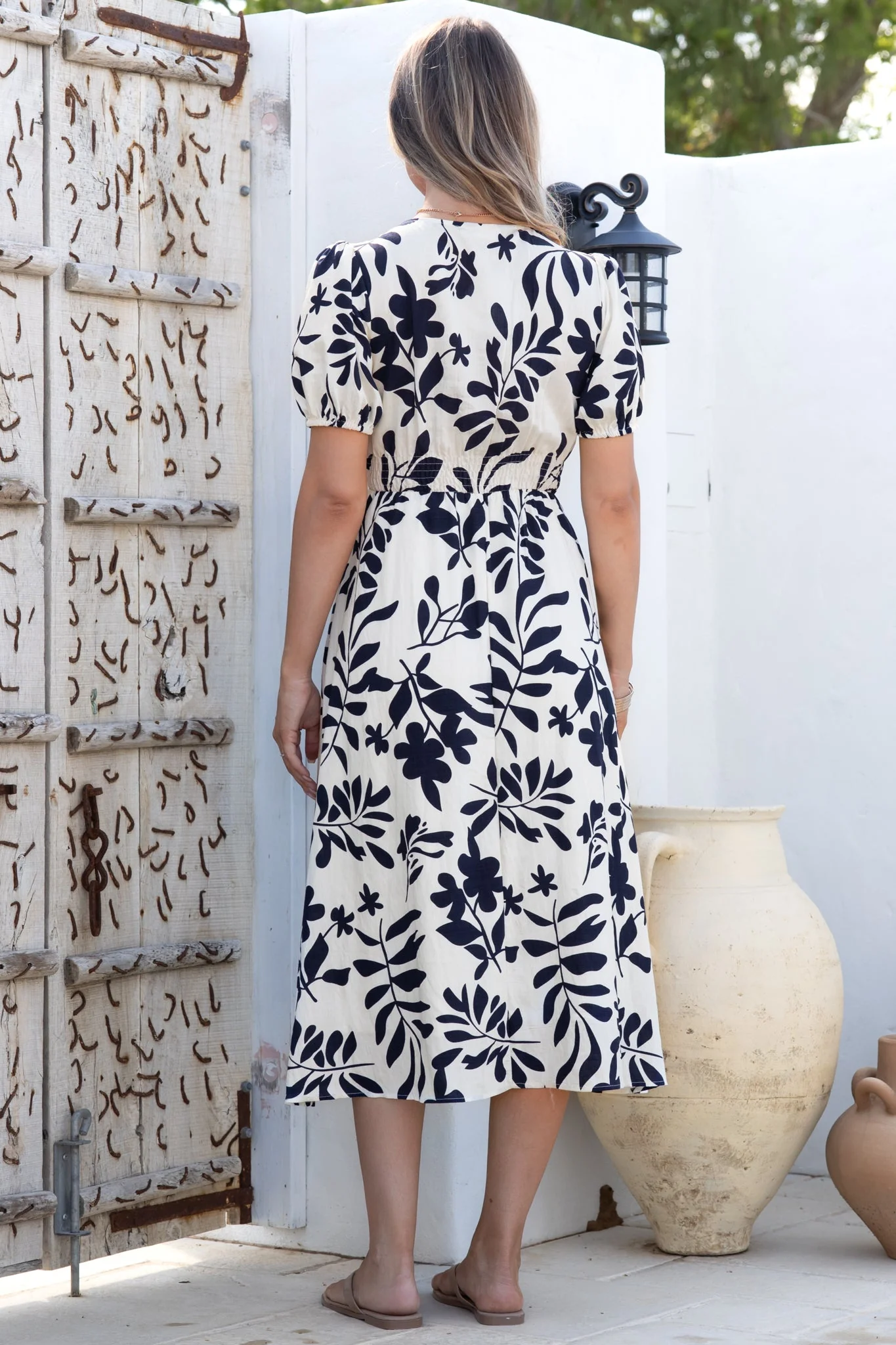 Jillie Midi Dress - V Neck Button Down Dress with Pockets in Avaria Print - Image 10