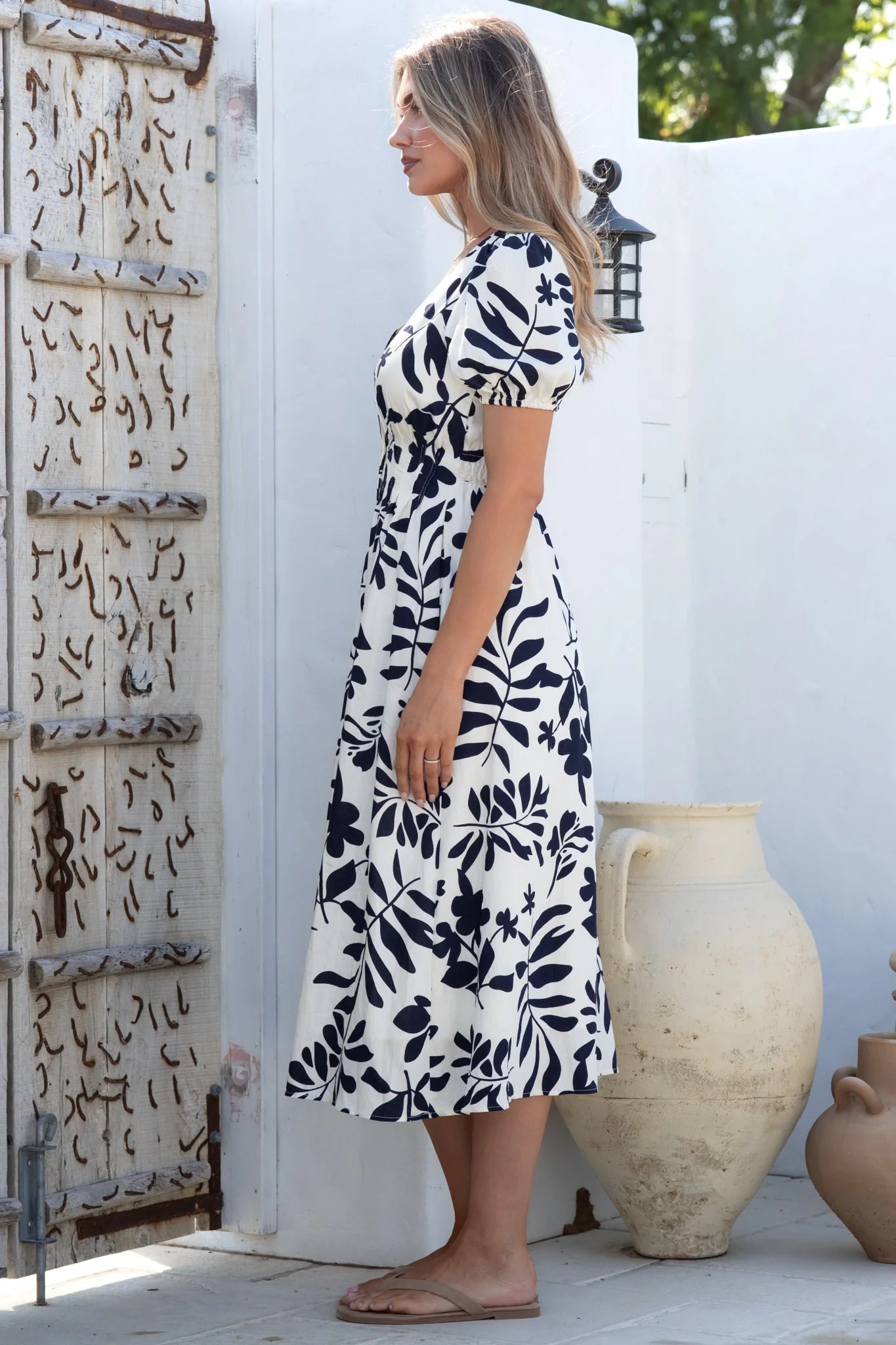 Jillie Midi Dress - V Neck Button Down Dress with Pockets in Avaria Print - Image 9
