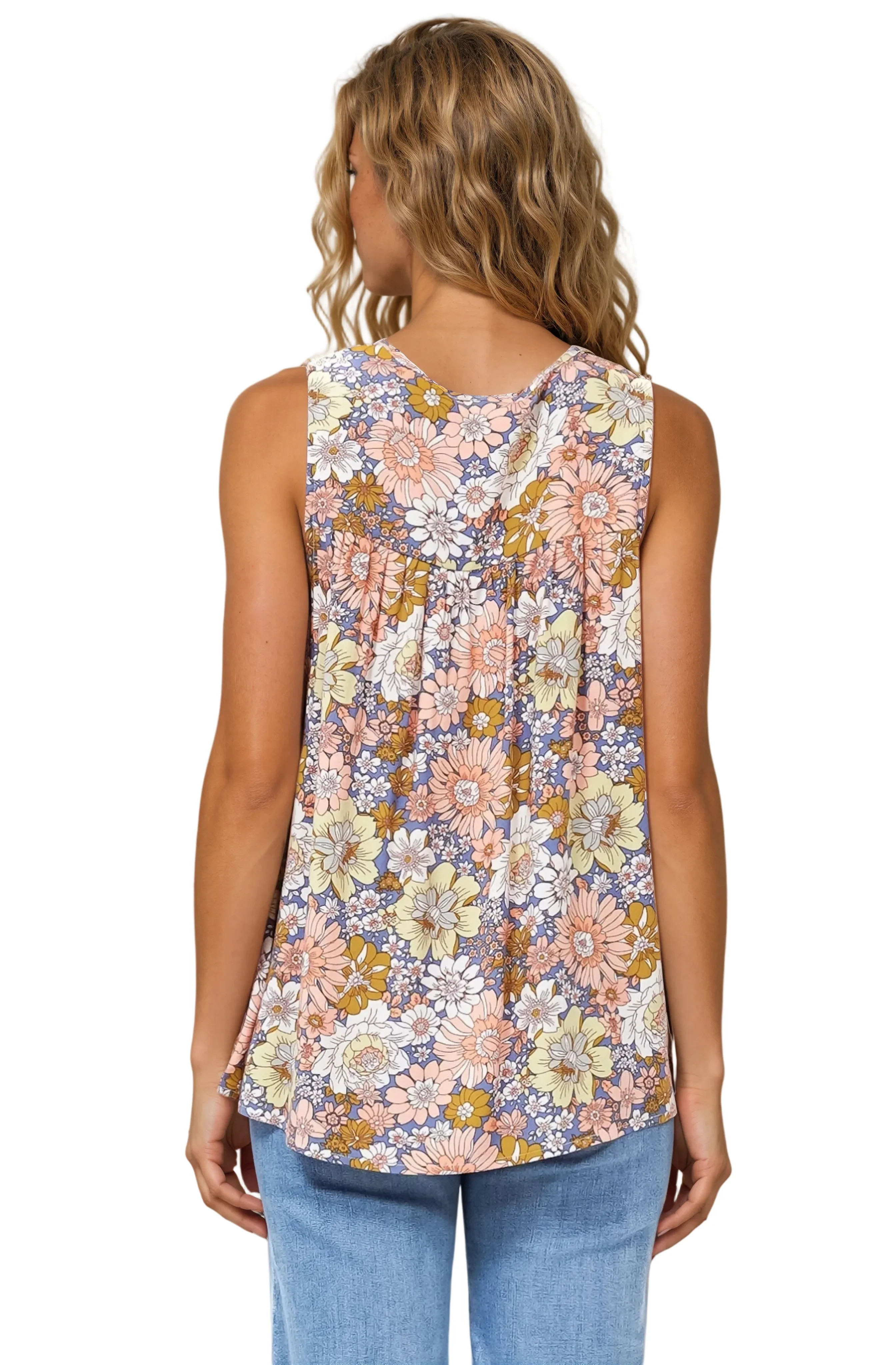 Kalari Top - Sleeveless Mandarin Collar with Tassel & Bells Neck Tie in Avianna Print - Image 7