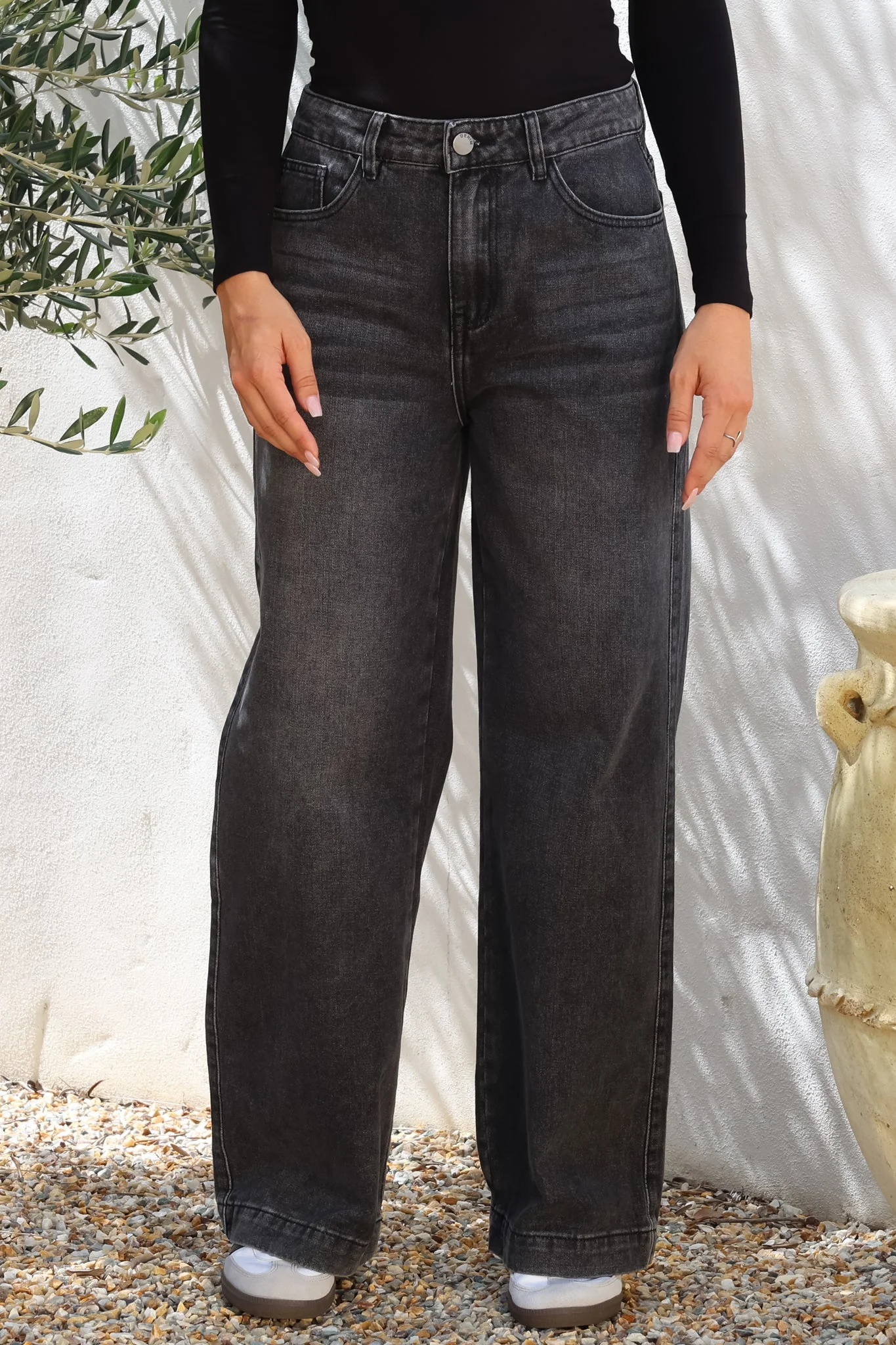 Kash Jeans - Relaxed Mid Rise Mum Jeans in Black Acid Wash - Image 6