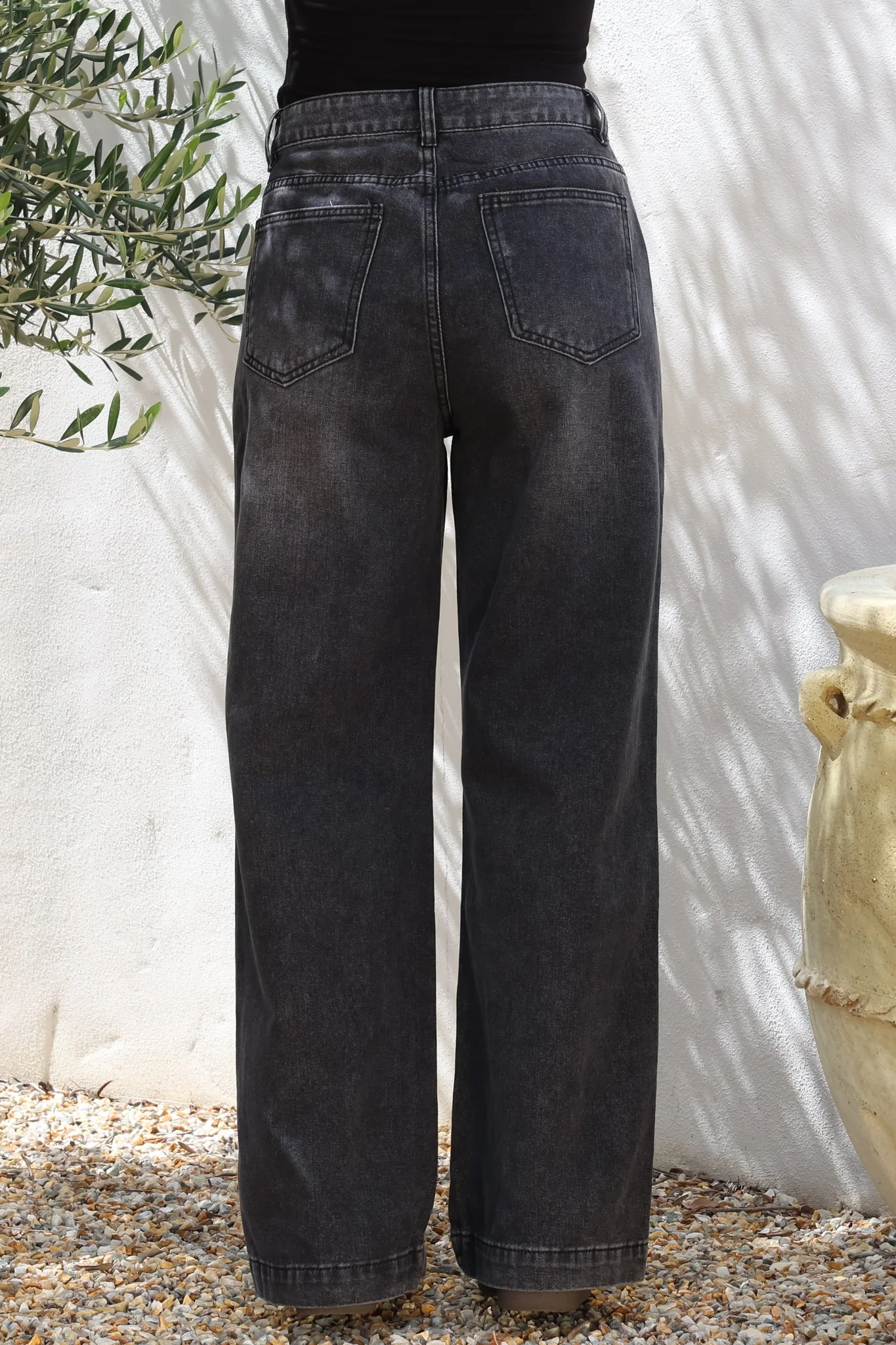 Kash Jeans - Relaxed Mid Rise Mum Jeans in Black Acid Wash - Image 8